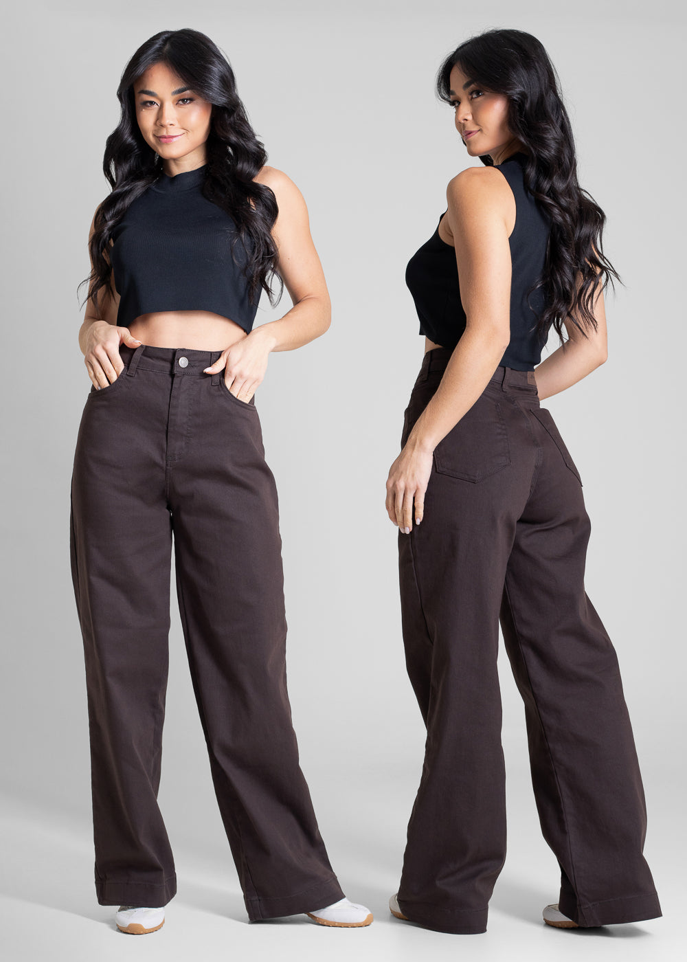 Calça Sarja Sawary Wide Leg Petit - 283701 MARROM