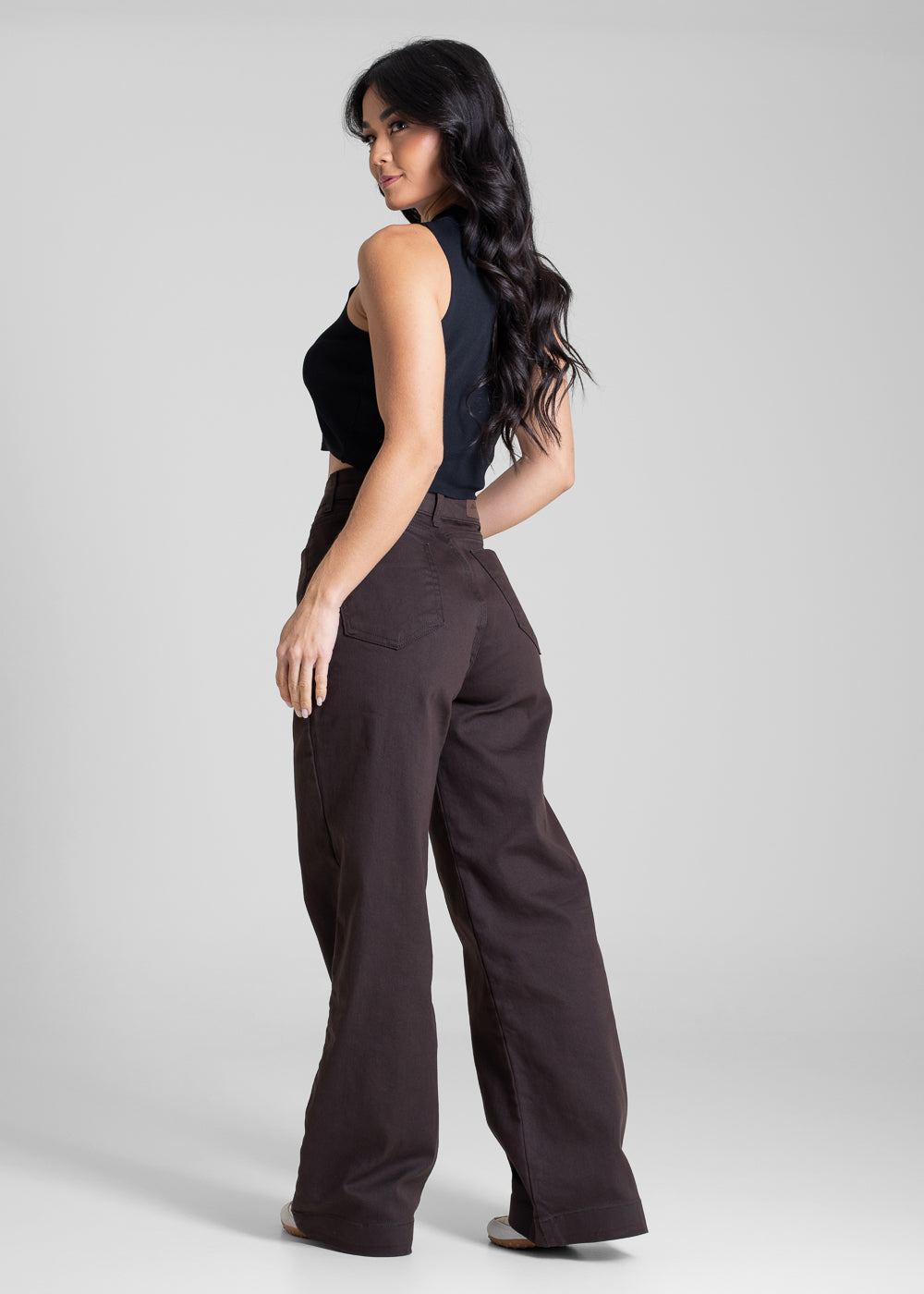 Calça Sarja Sawary Wide Leg Petit - 283701 MARROM
