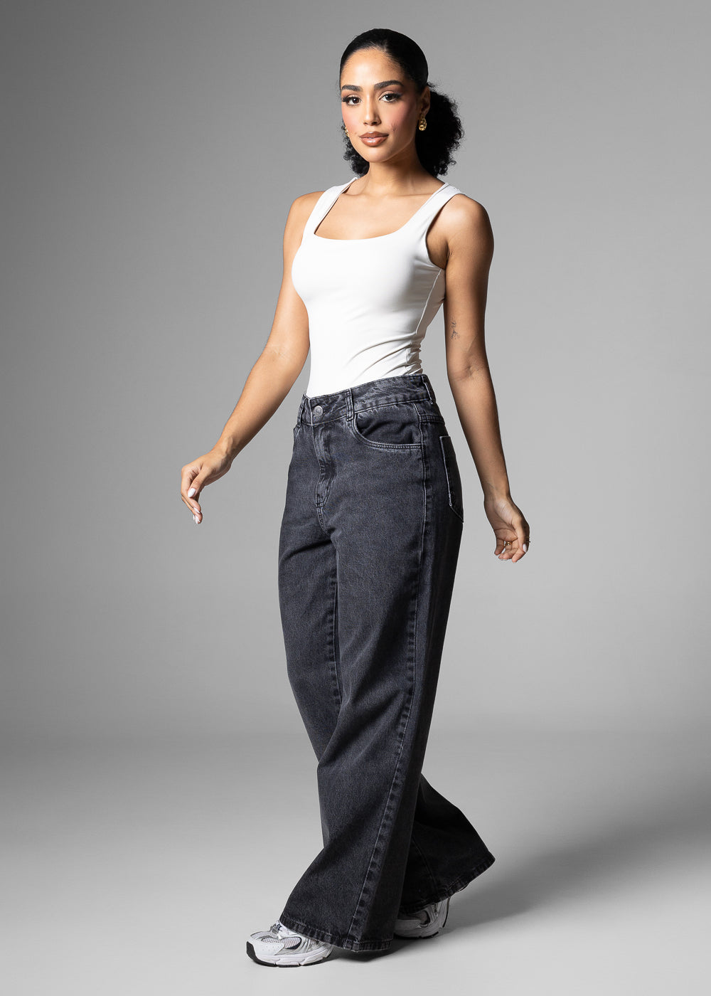 Calça Jeans Sawary Wide Leg Petit - 283706 PRETO