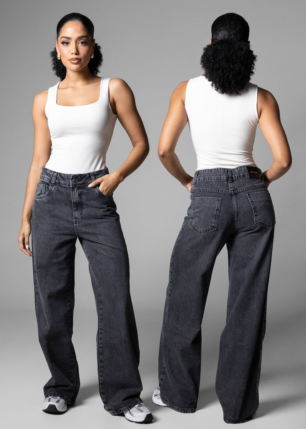 Calça Jeans Sawary Wide Leg Petit - 283706 PRETO