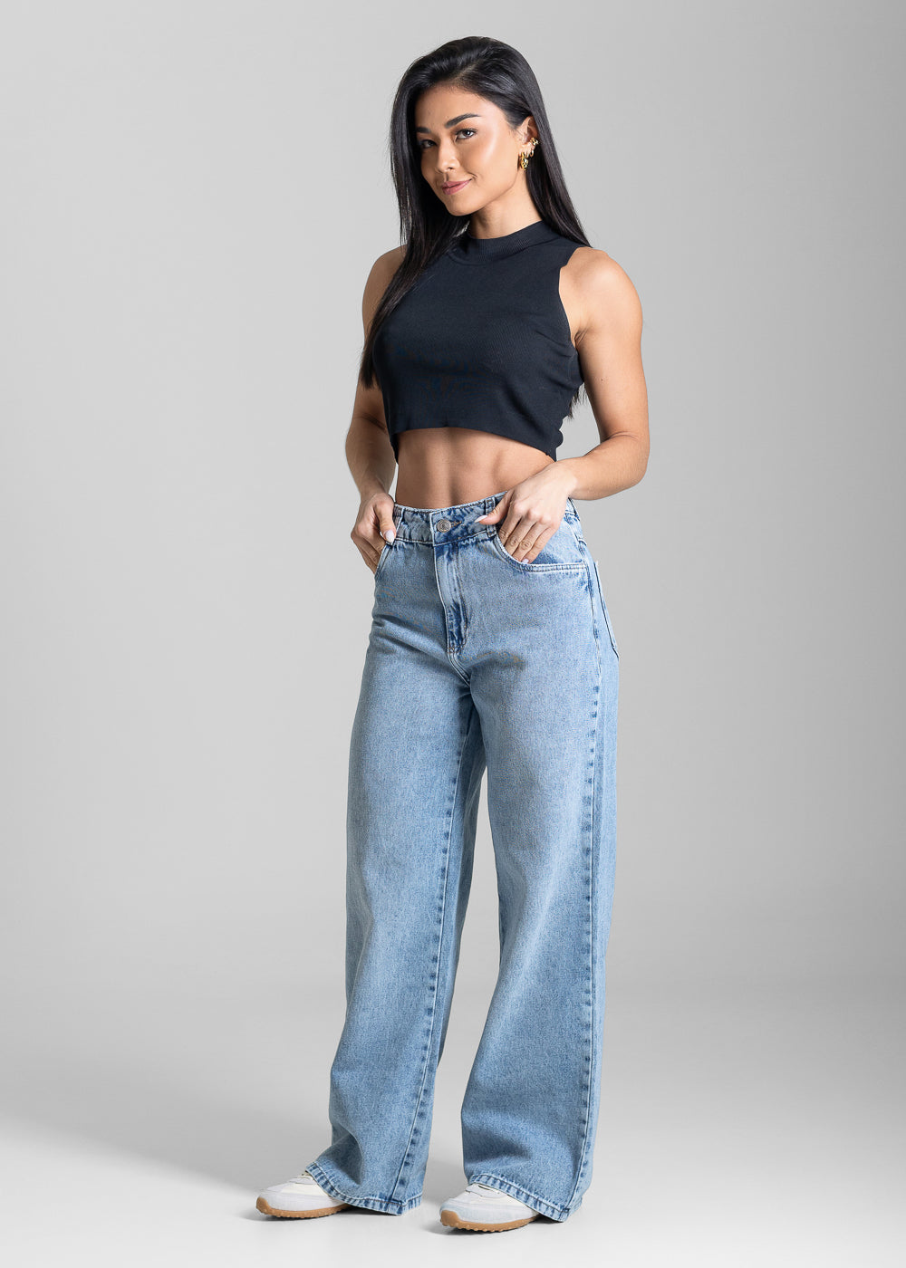 Calça Jeans Sawary Wide Leg Petit - 283707 AZUL