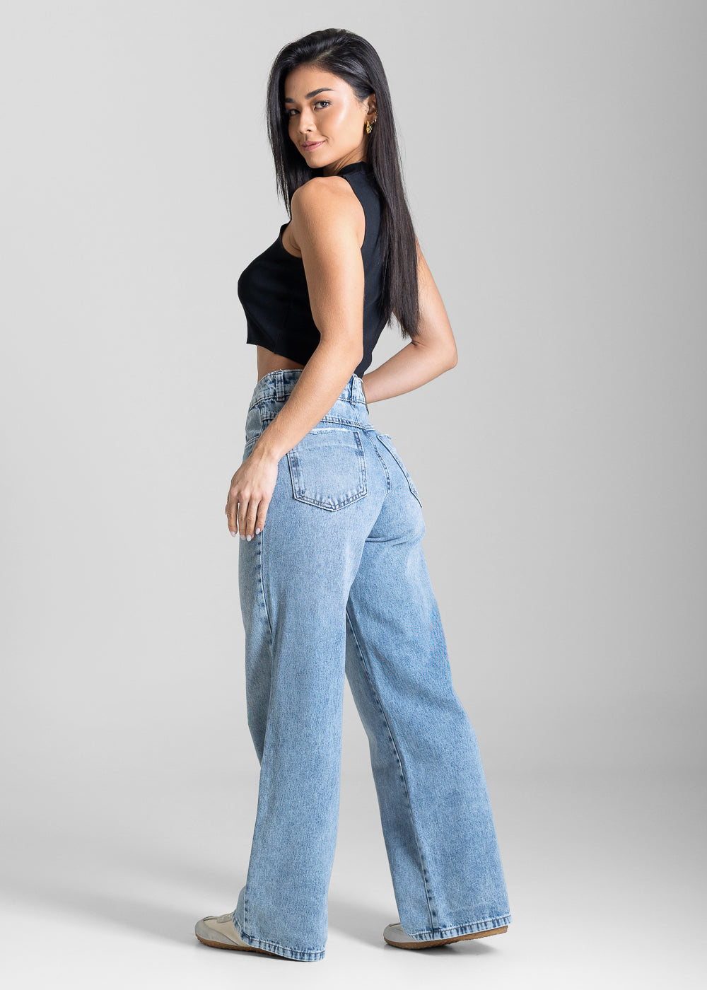Calça Jeans Sawary Wide Leg Petit - 283707 AZUL