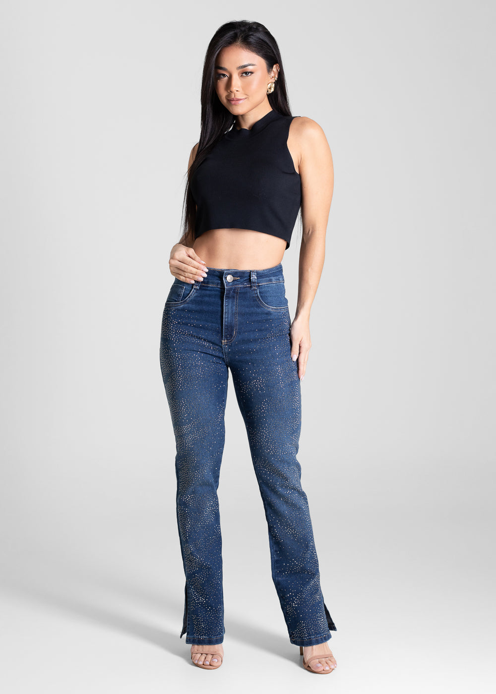Calça Jeans Sawary Reta Brilho - 283713 AZUL