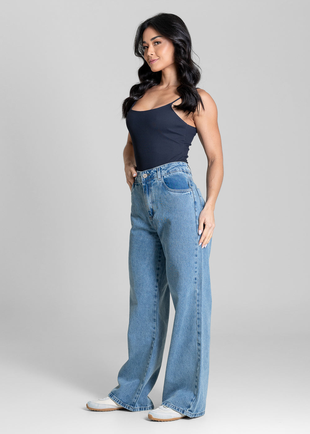 Calça Jeans Sawary Wide Leg Petit - 283749 AZUL