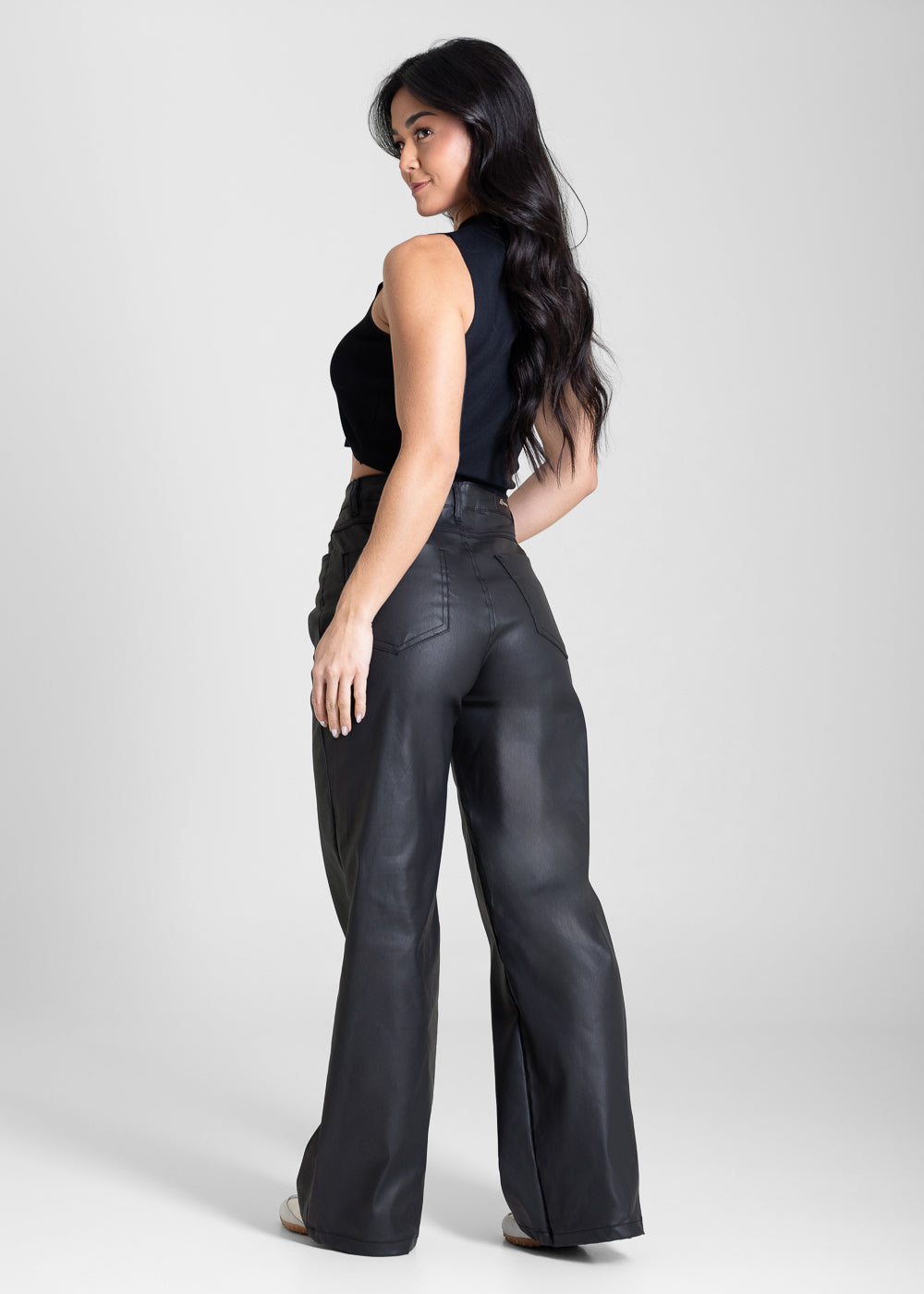 Calça Resinada Sawary Wide Leg Petit - 283765 PRETO
