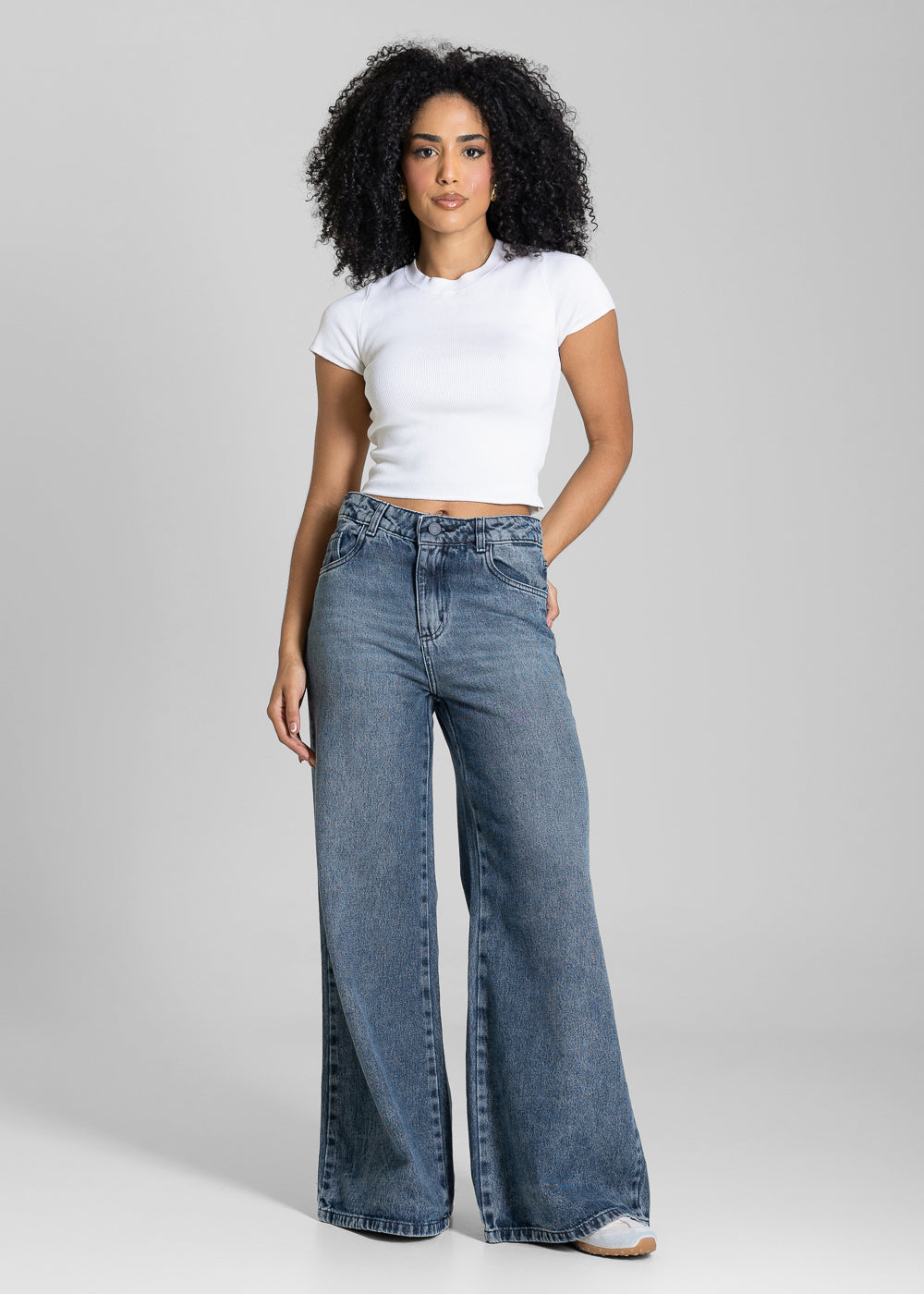 Calça Jeans Sawary Super Wide Leg Petit -283775 AZUL