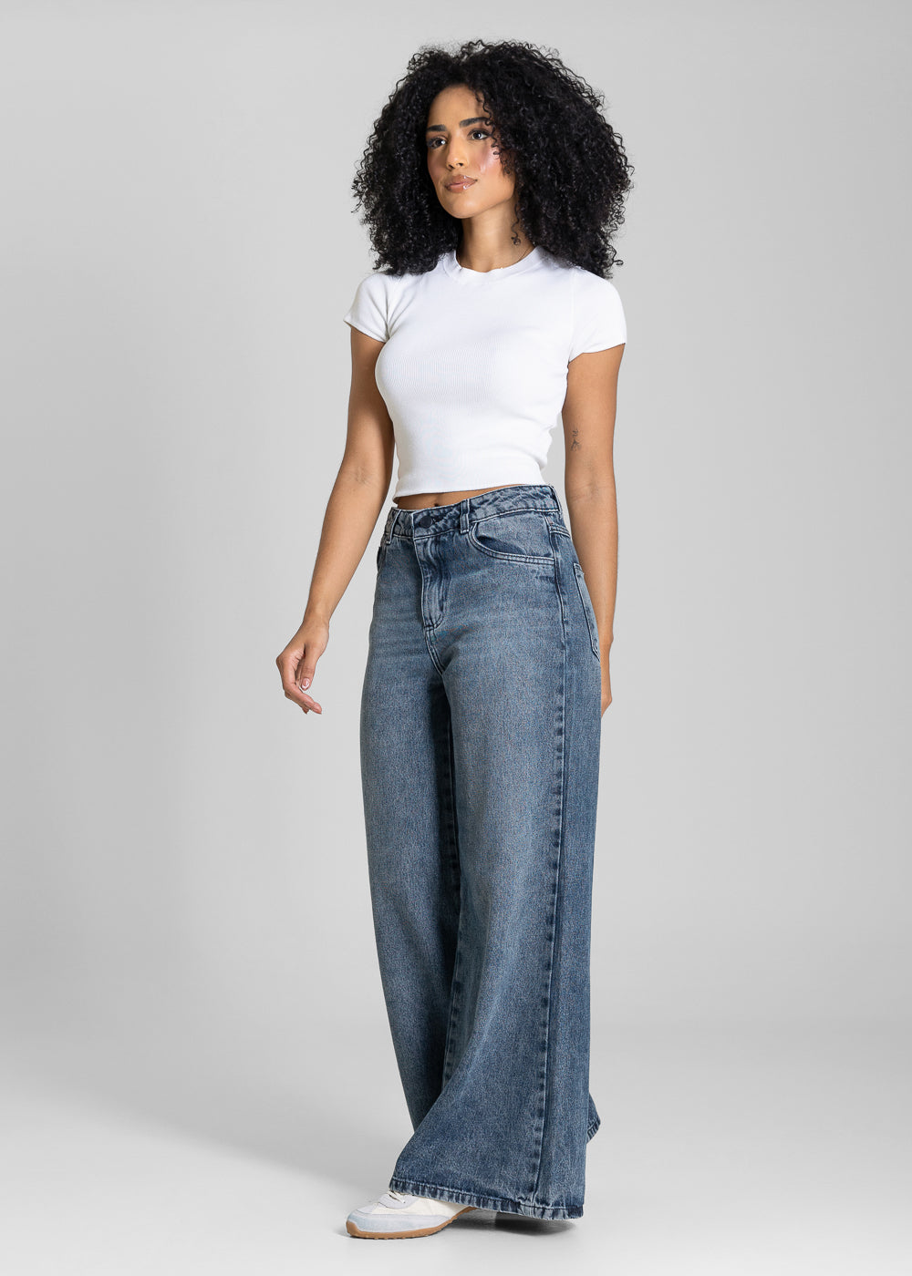Calça Jeans Sawary Super Wide Leg Petit -283775 AZUL