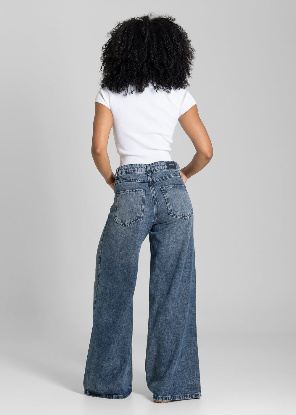 Calça Jeans Sawary Super Wide Leg Petit -283775 AZUL