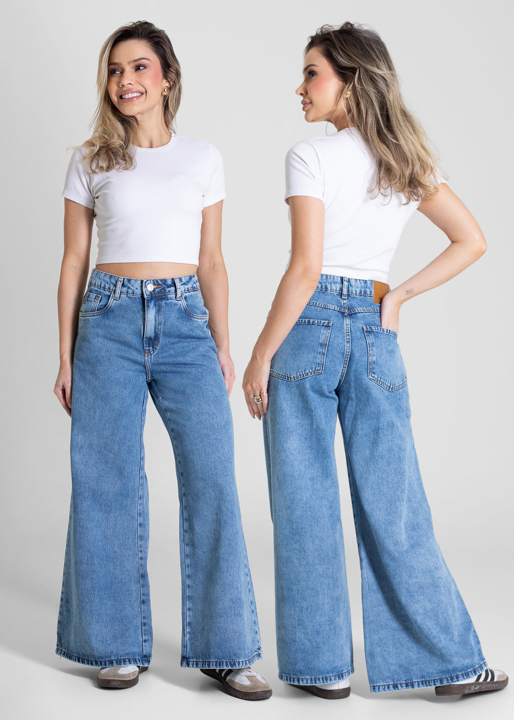Calça Jeans Sawary Super Wide Leg Petit -283779 AZUL