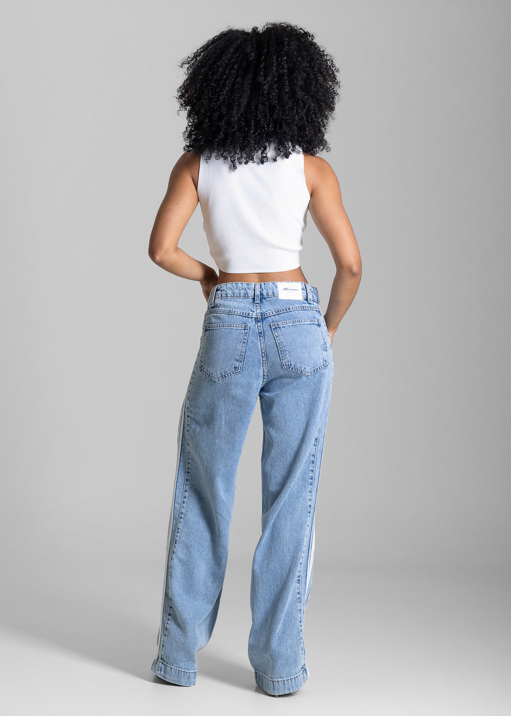 Calça Jeans Sawary Wide Leg Listras - 283781 AZUL