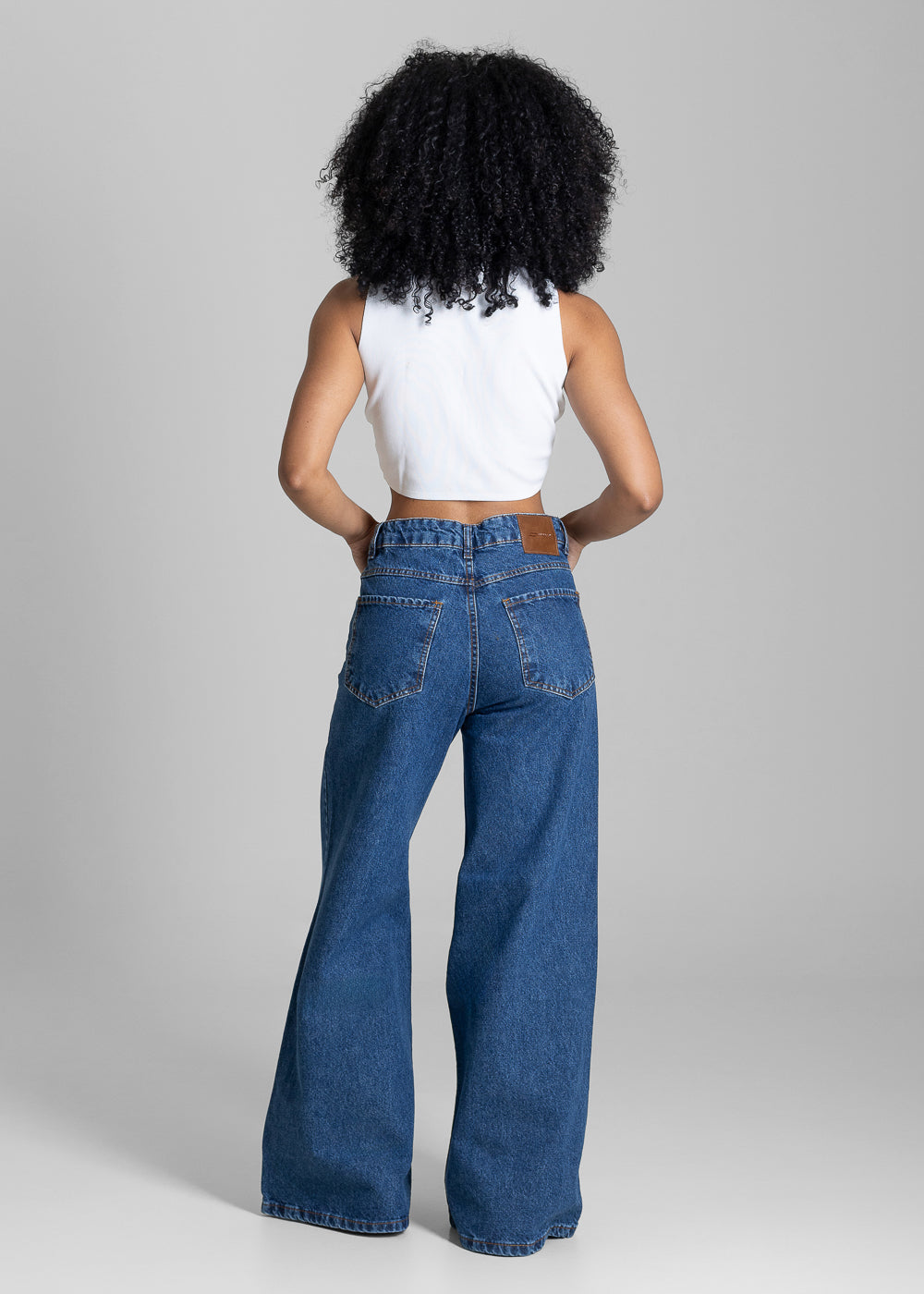 Calça Jeans Sawary Super Wide Leg Petit - 283782 AZUL