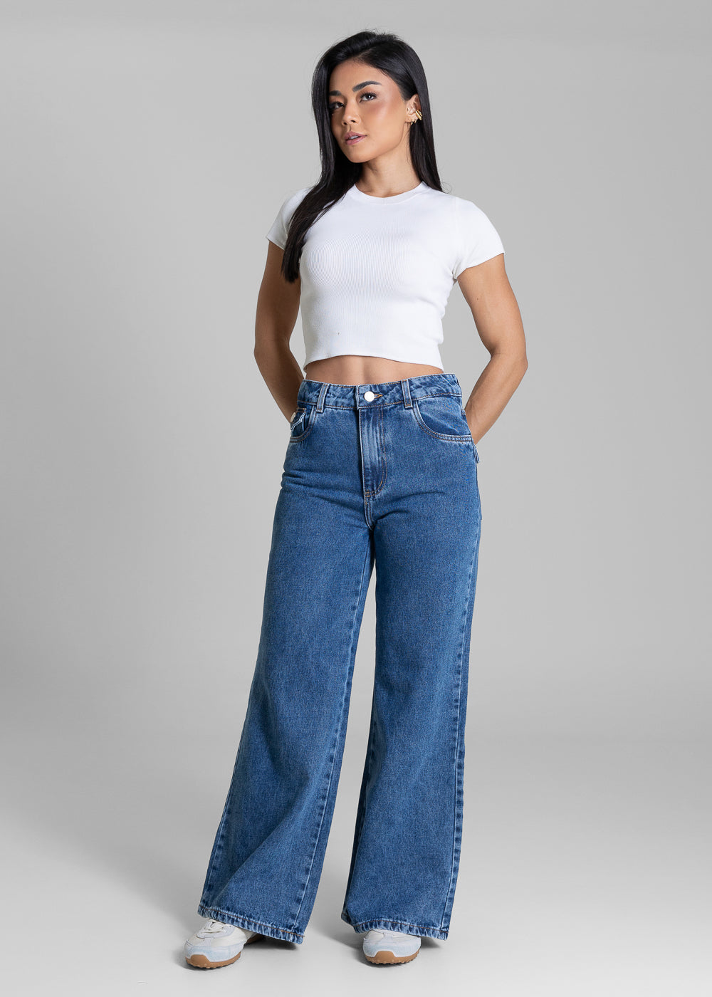 Calça Jeans Sawary Wide Leg Petit - 283788 AZUL