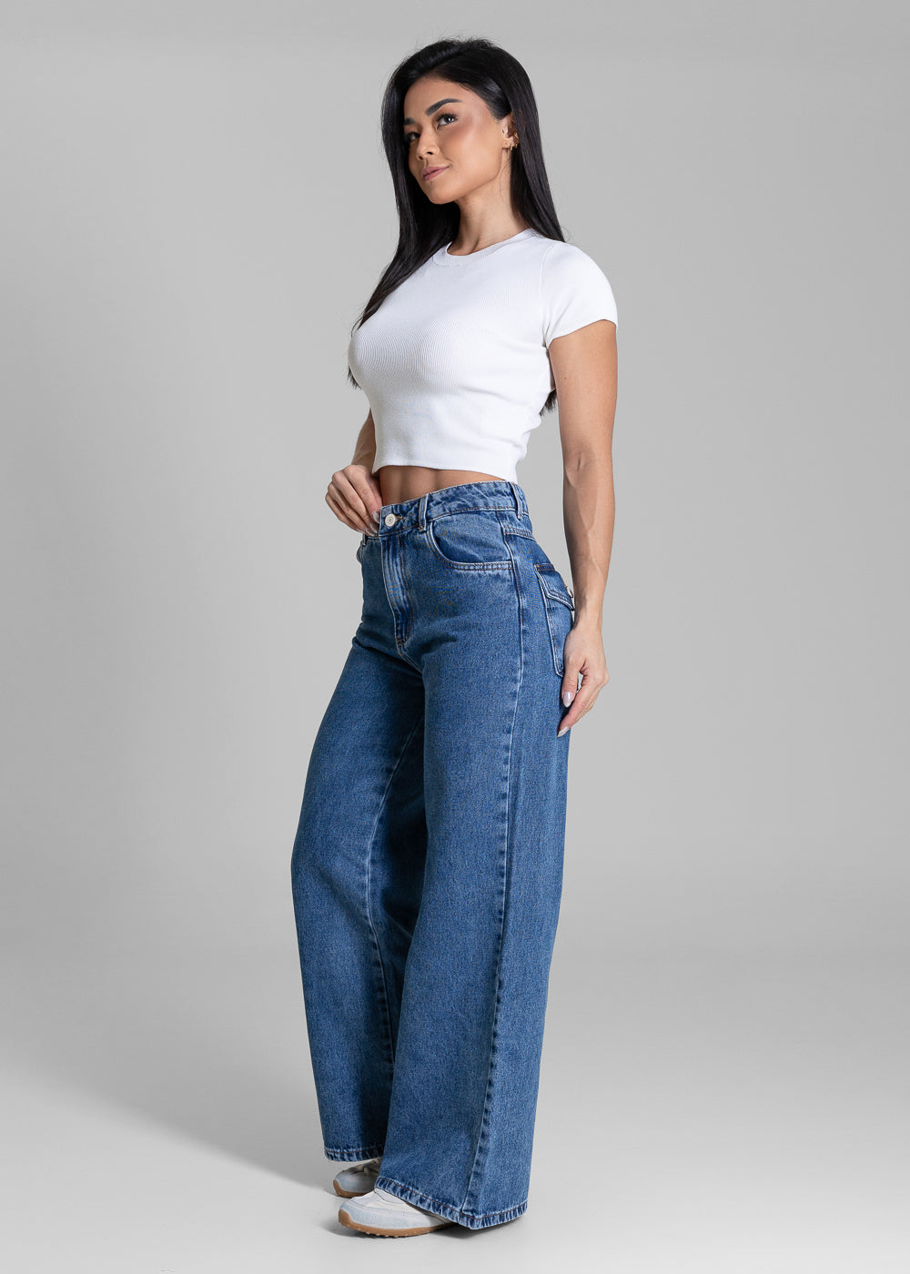 Calça Jeans Sawary Wide Leg Petit - 283788 AZUL