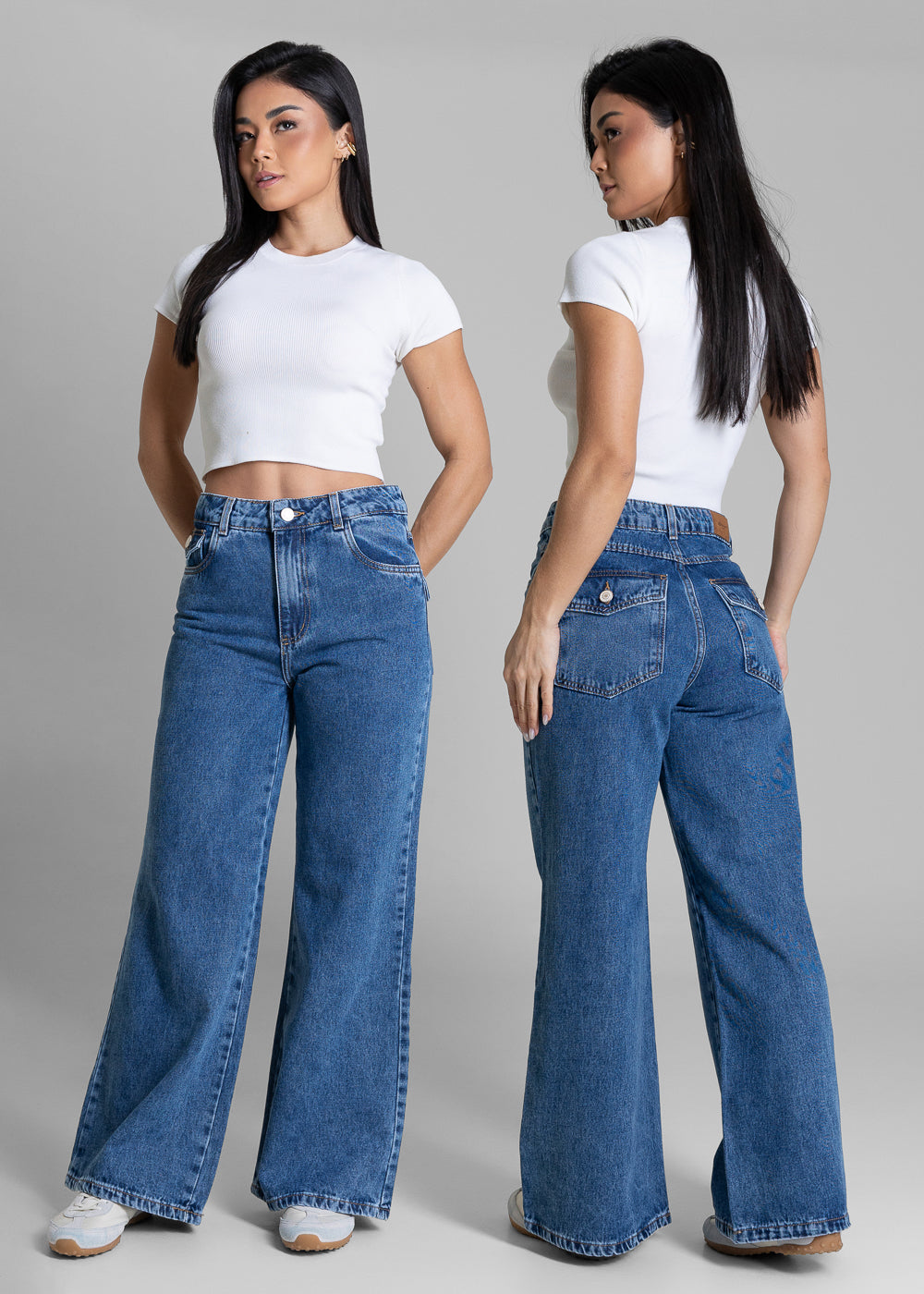 Calça Jeans Sawary Wide Leg Petit - 283788 AZUL
