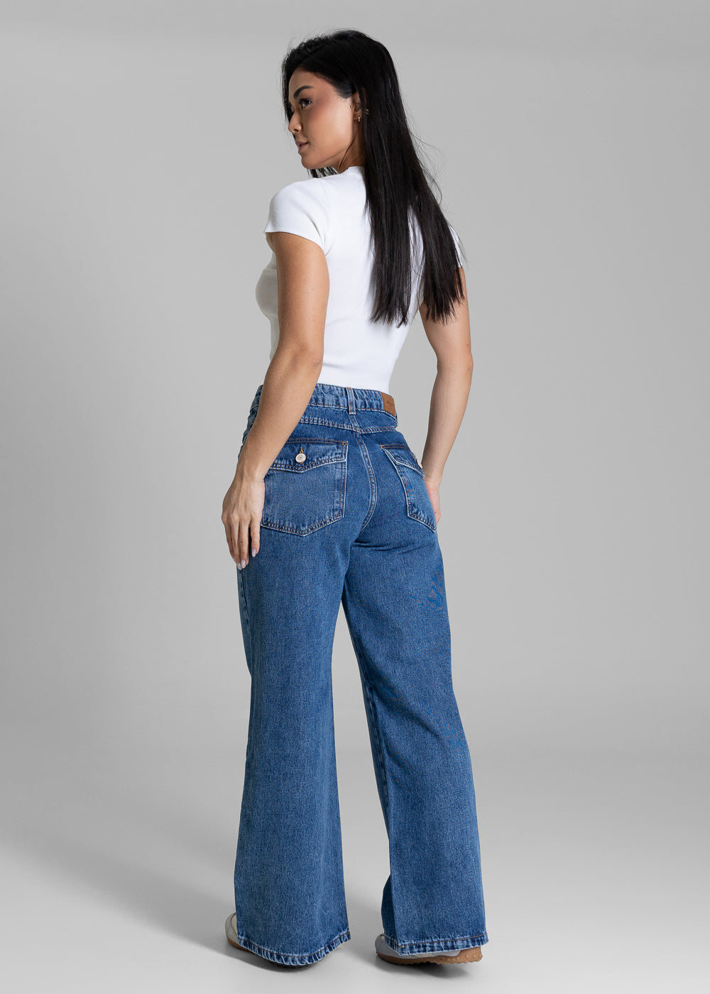 Calça Jeans Sawary Wide Leg Petit - 283788 AZUL