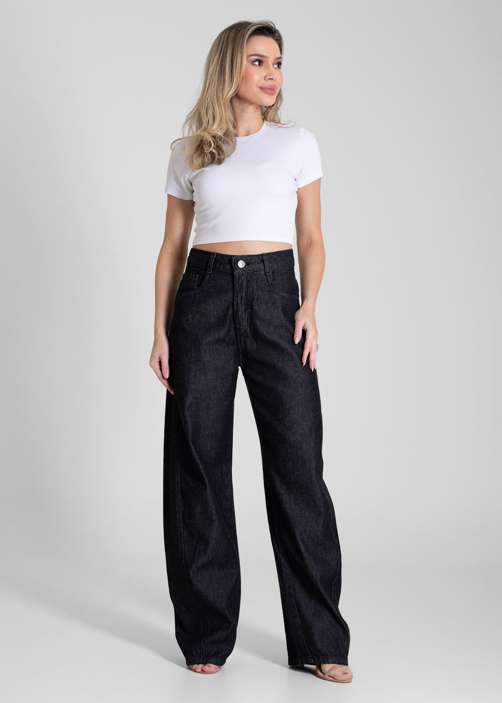 Calça Jeans Sawary Barrel - 283805 PRETO