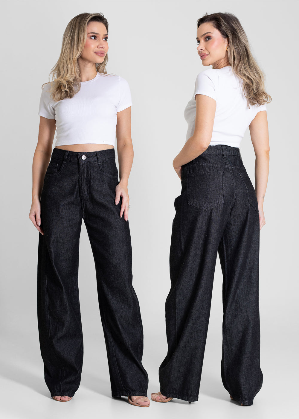 Calça Jeans Sawary Barrel - 283805 PRETO