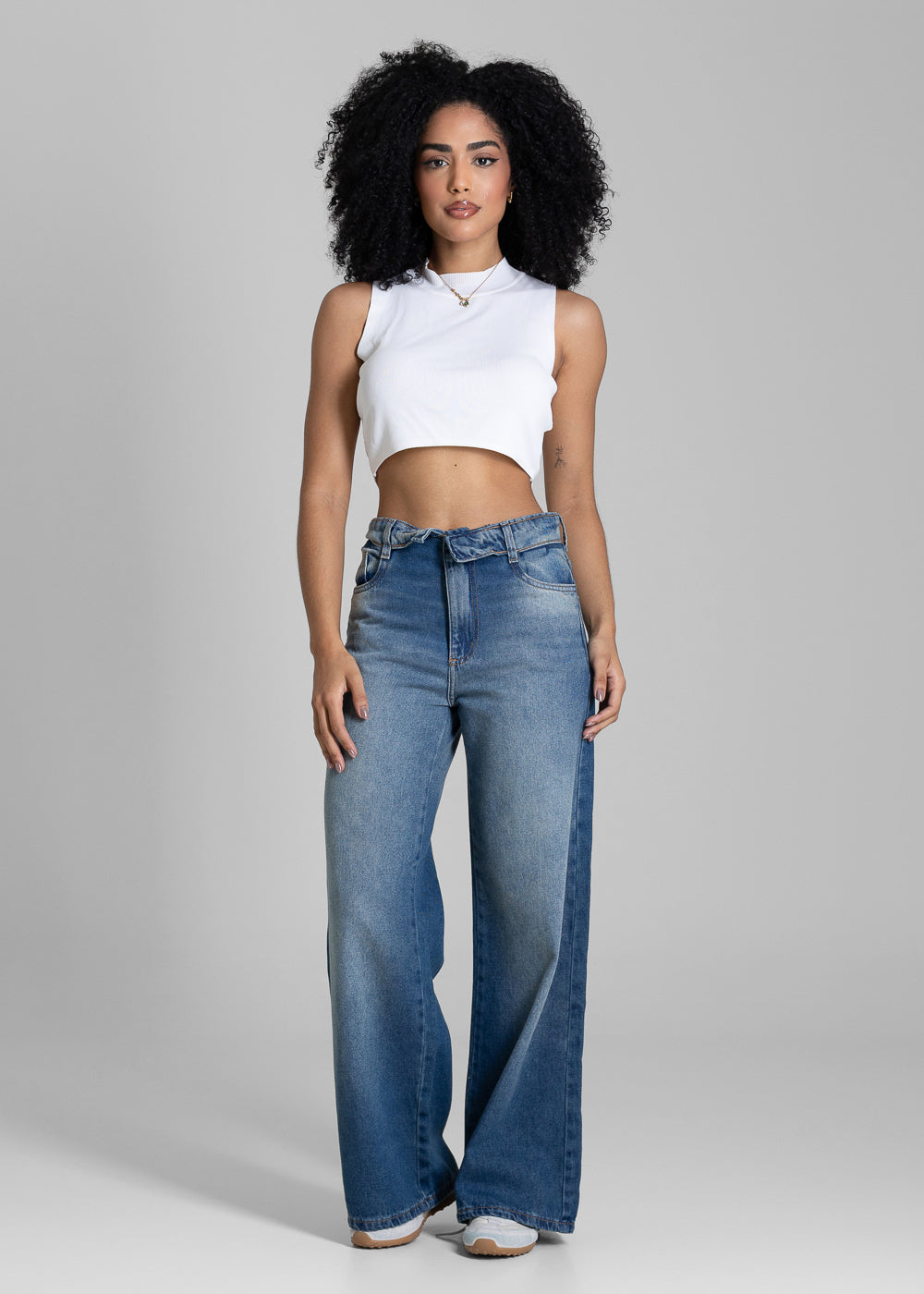 Calça Jeans Sawary Wide Leg Petit Cós Duplo - 283807 AZUL