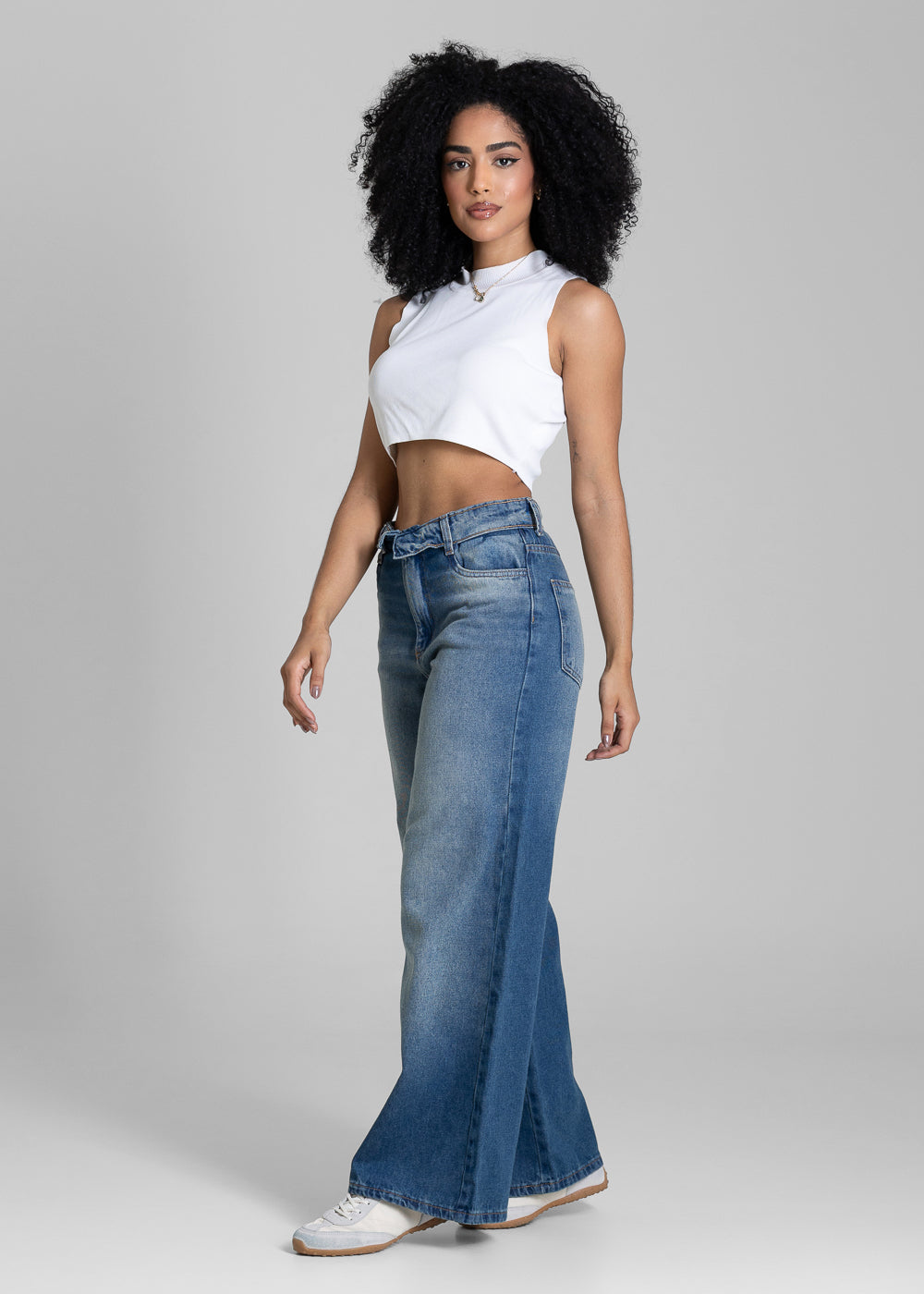 Calça Jeans Sawary Wide Leg Petit Cós Duplo - 283807 AZUL