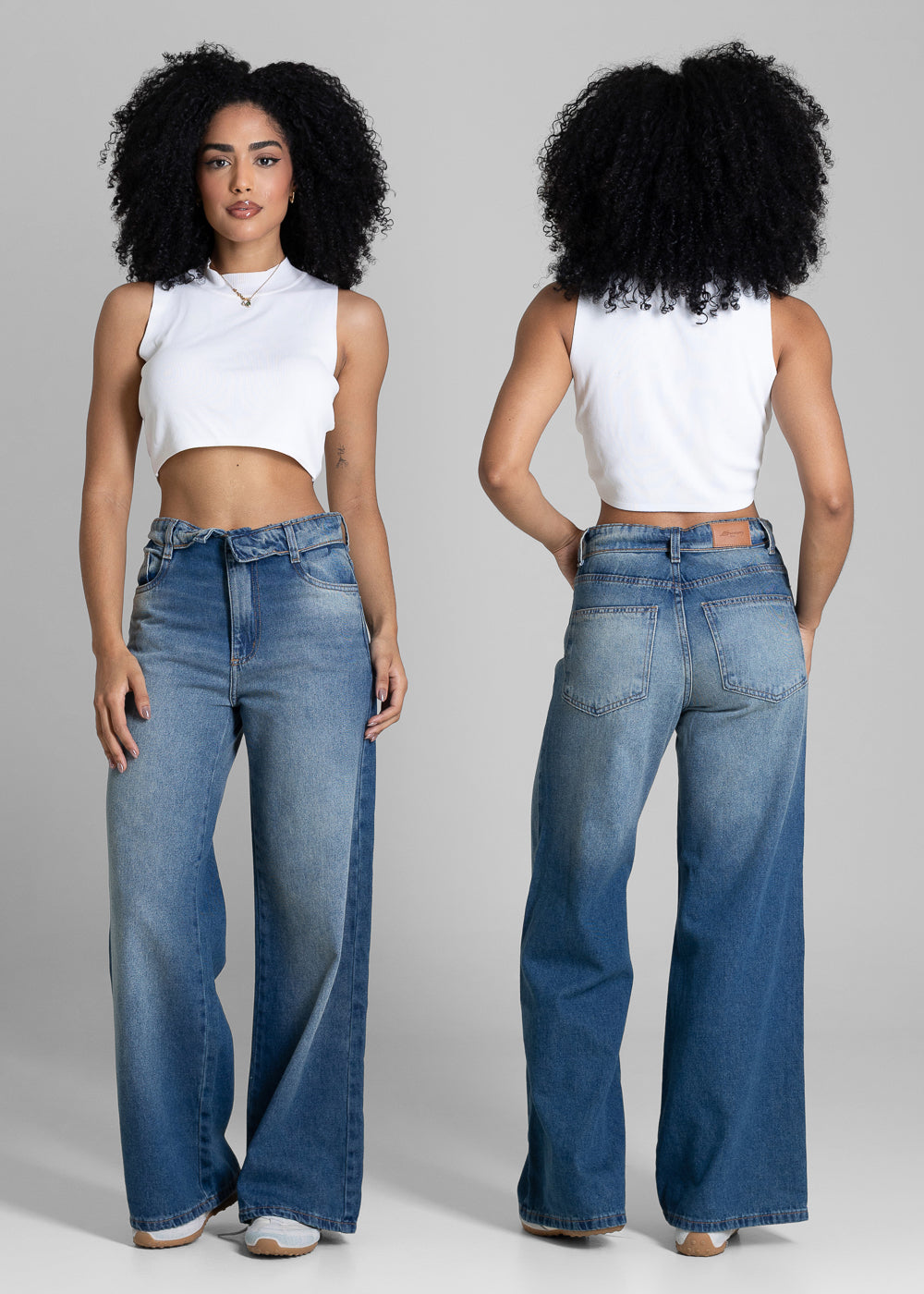Calça Jeans Sawary Wide Leg Petit Cós Duplo - 283807 AZUL