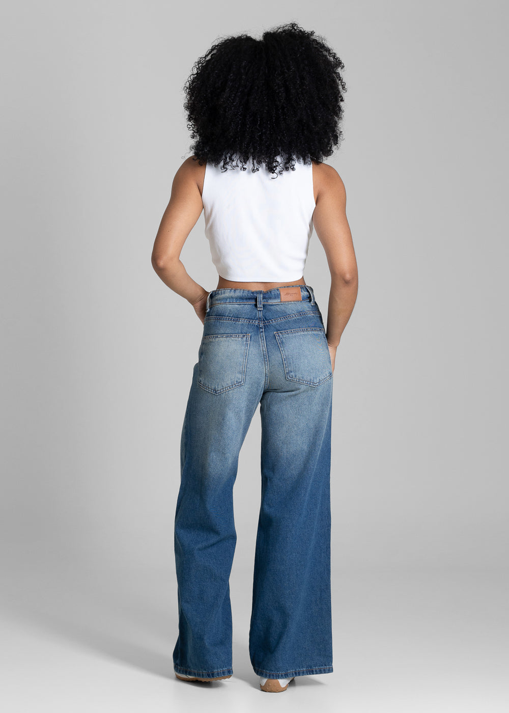 Calça Jeans Sawary Wide Leg Petit Cós Duplo - 283807 AZUL
