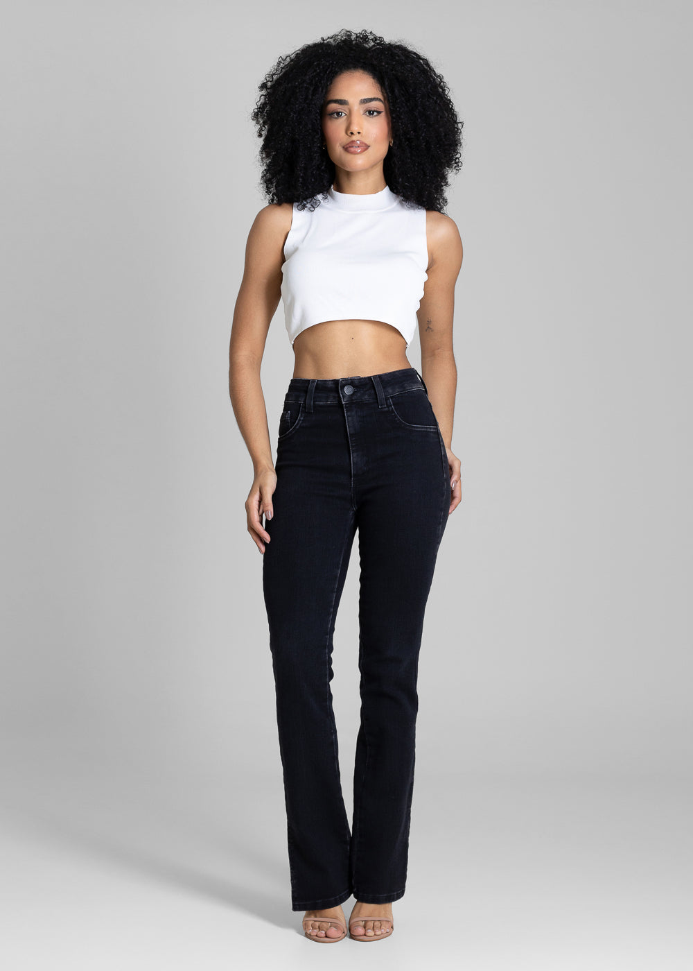 Calça Jeans Sawary Reta Fenda - 283808 PRETO