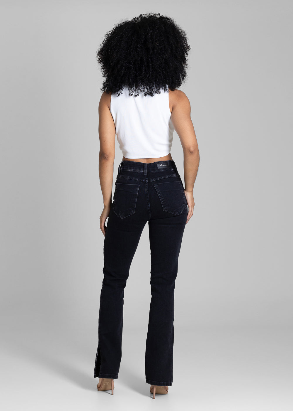 Calça Jeans Sawary Reta Fenda - 283808 PRETO