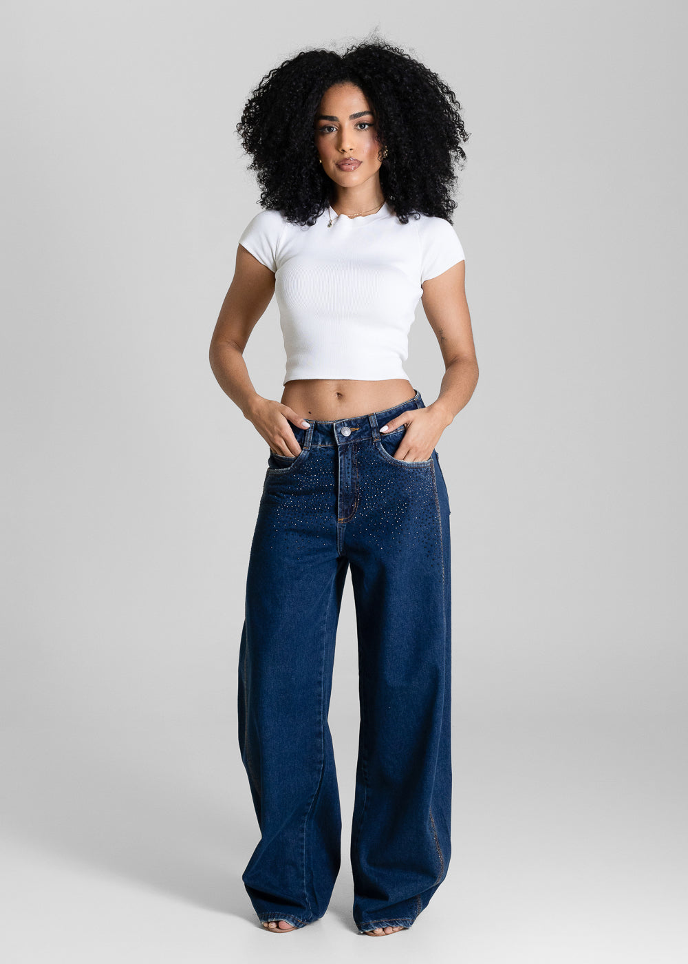 Calça Jeans Sawary Barrel Brilho - 283815 AZUL