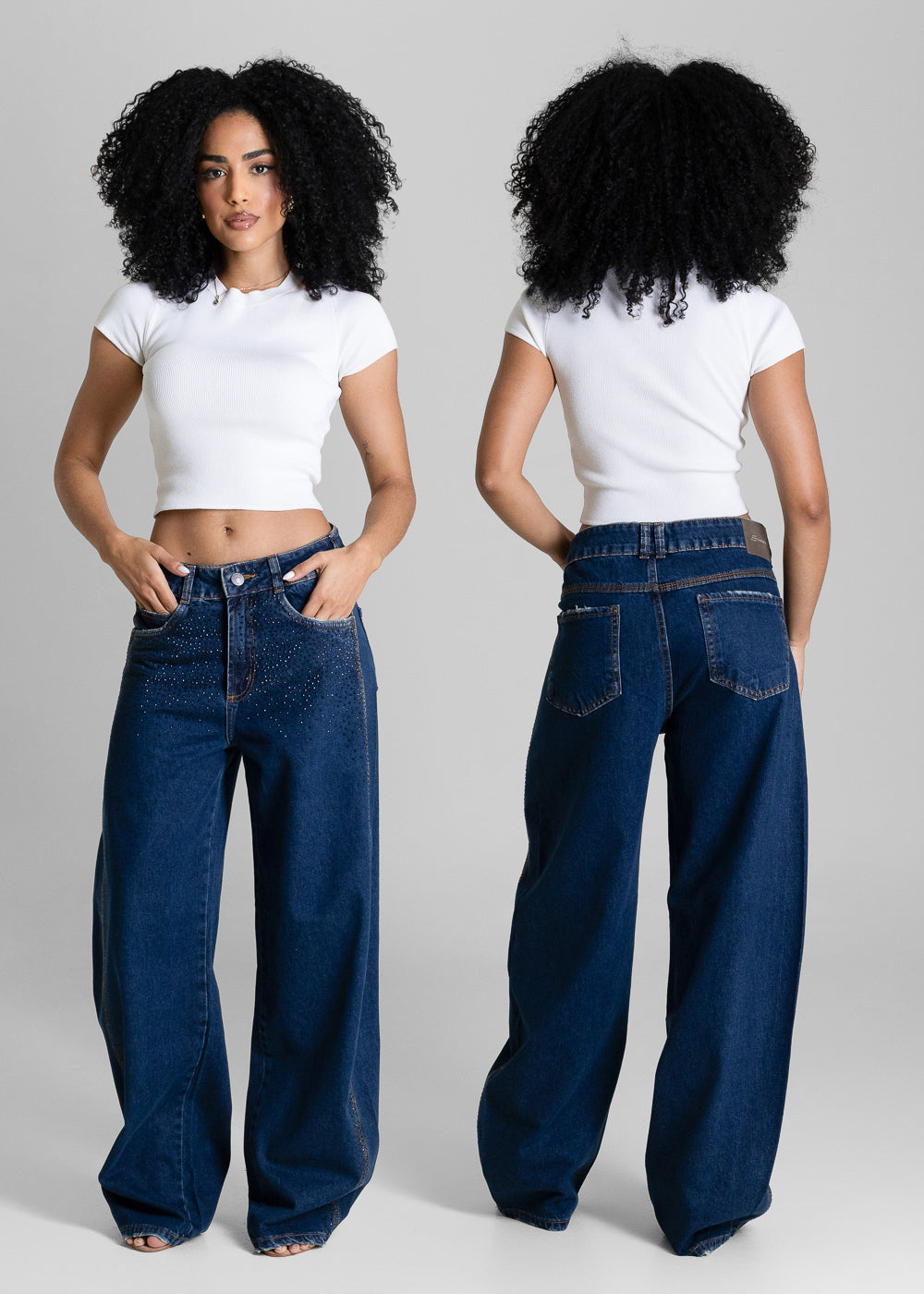 Calça Jeans Sawary Barrel Brilho - 283815 AZUL