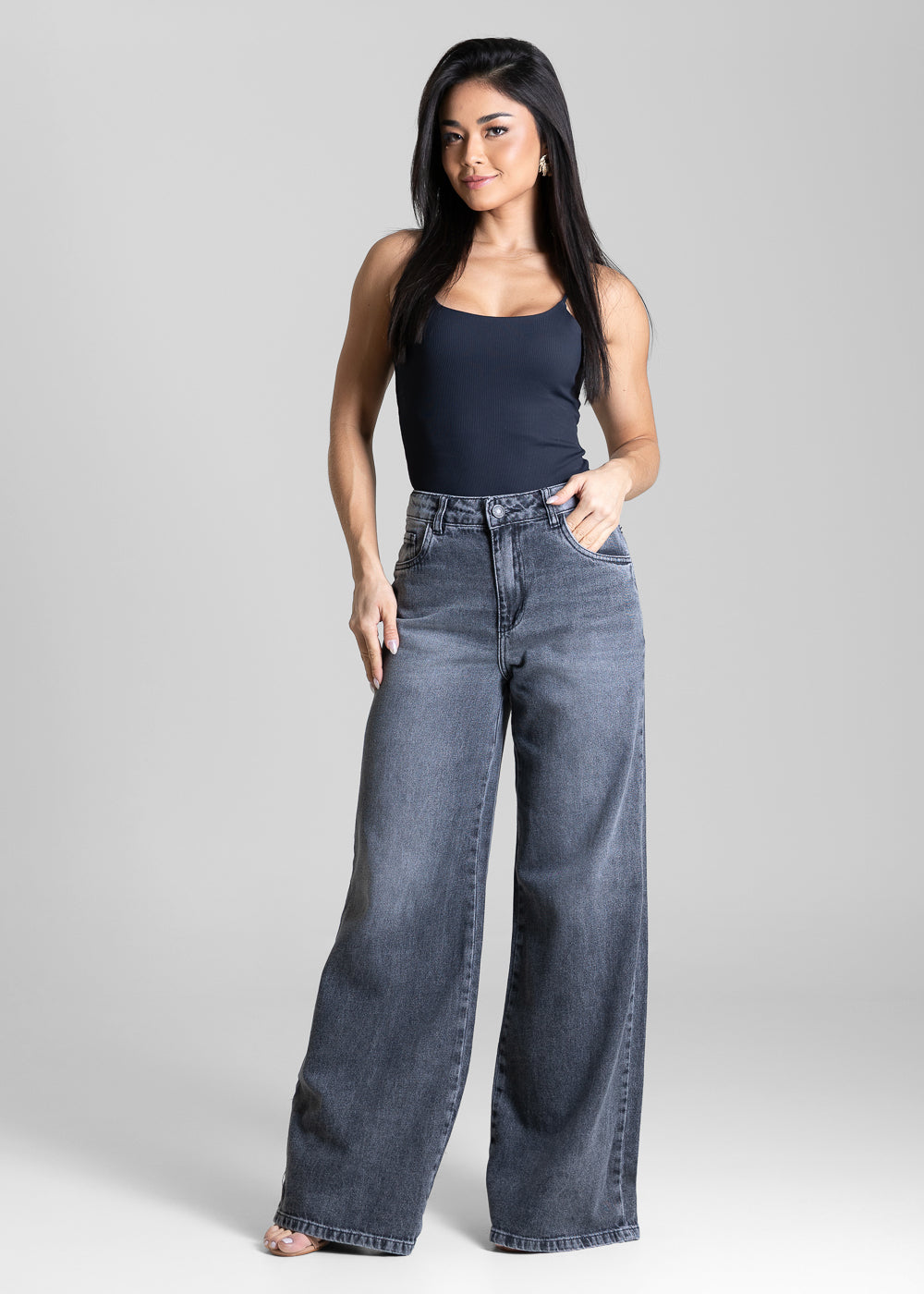 Calça Jeans Sawary Wide Leg - 283820 PRETO