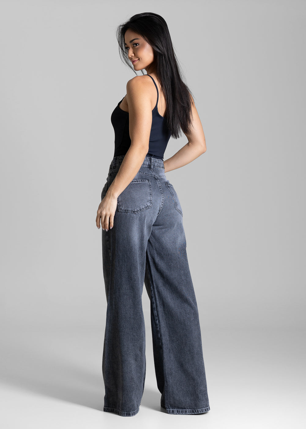 Calça Jeans Sawary Wide Leg - 283820 PRETO