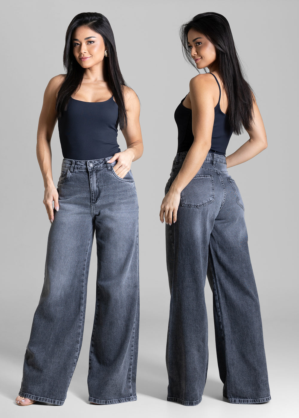 Calça Jeans Sawary Wide Leg - 283820 PRETO