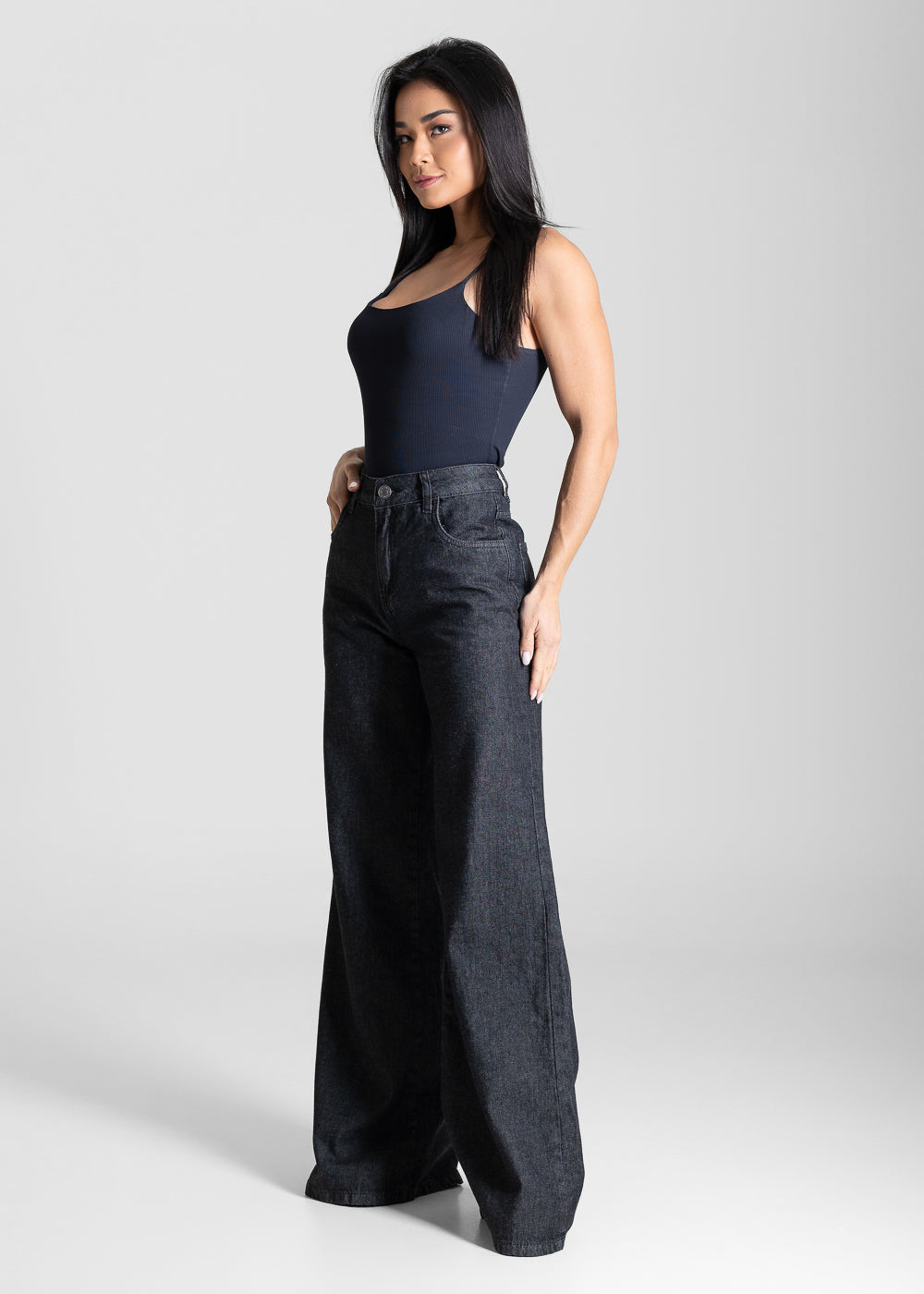 Calça Jeans Sawary Wide Leg - 283826 PRETO