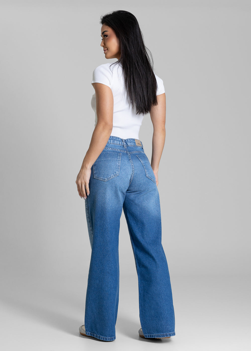 Calça Jeans Sawary Wide Leg Petit Brilho - 283842 AZUL