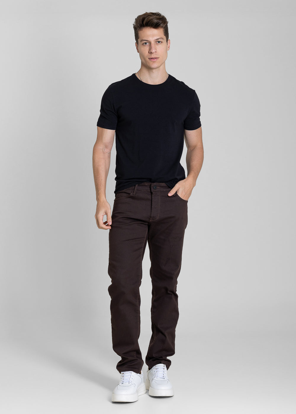 Calça Sarja Sawary Slim - 283854 MARROM