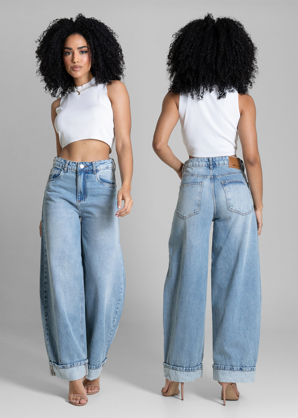 Calça Jeans Sawary Balloon Barra Dobrada - 283862 AZUL