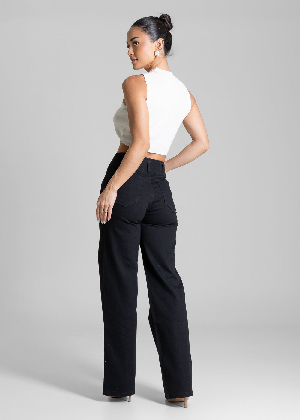 Calça Sarja Sawary Wide Leg - 283865 PRETO