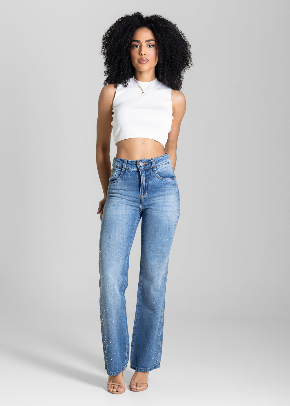 Calça Jeans Sawary Reta Brilho - 283872 AZUL