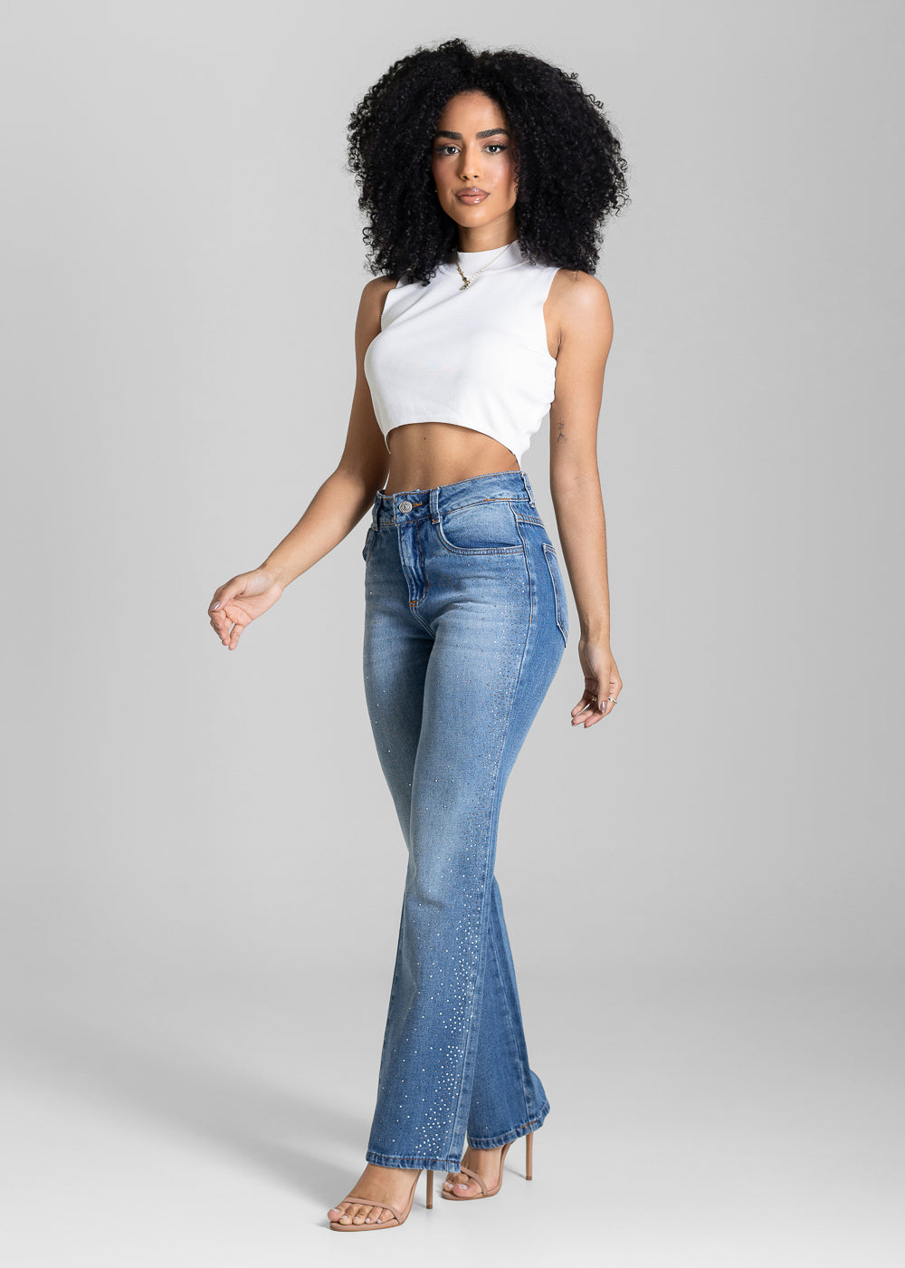 Calça Jeans Sawary Reta Brilho - 283872 AZUL