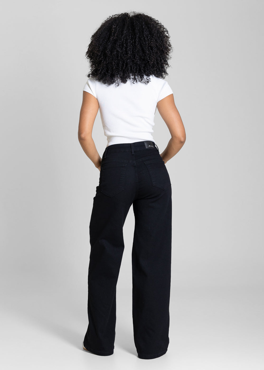 Calça Sarja Sawary Wide Leg Petit Cós Transpassado - 283879 PRETO