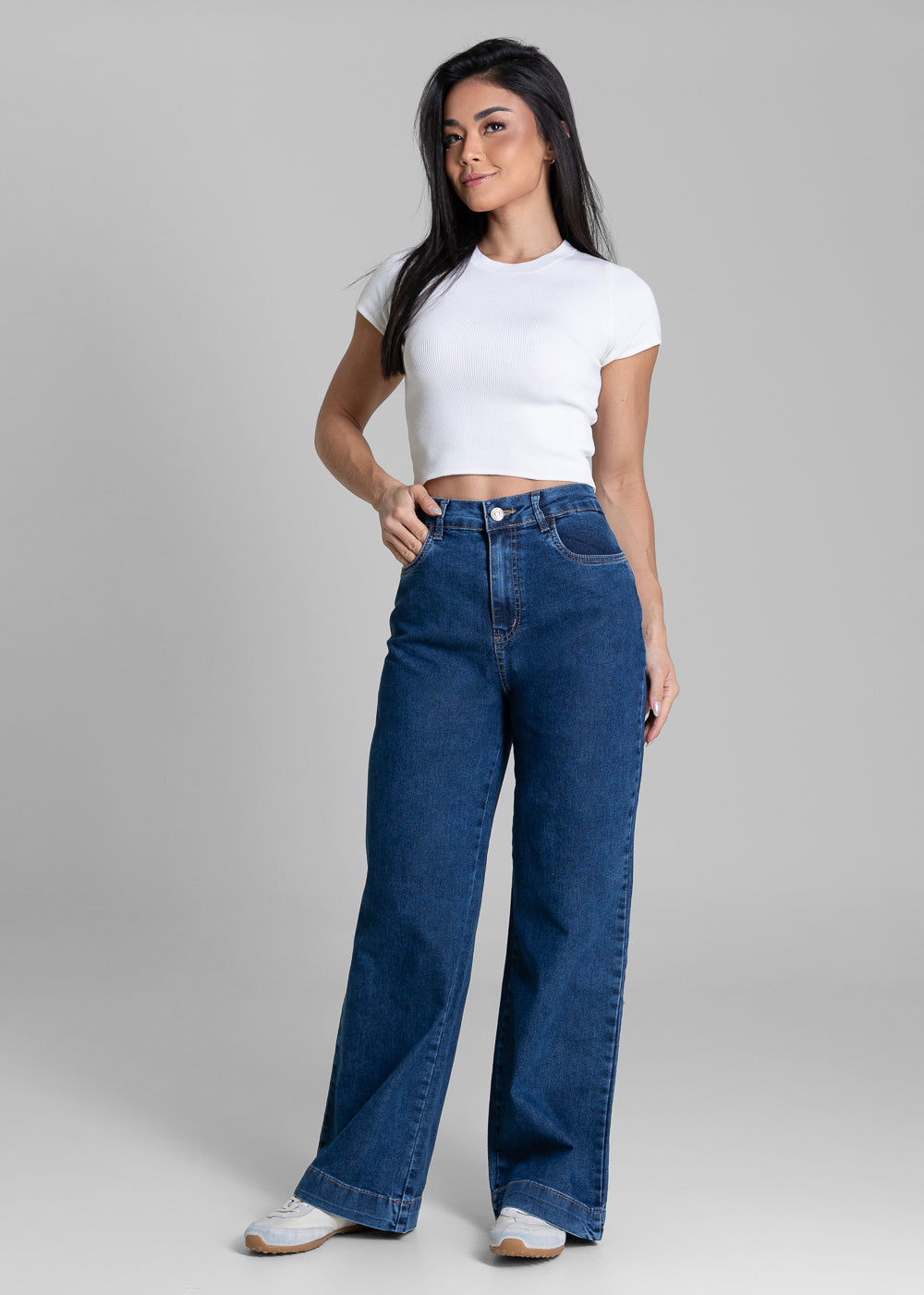 Calça Jeans Sawary Wide Leg Petit - 283891 AZUL