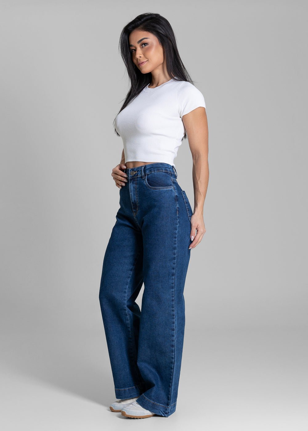 Calça Jeans Sawary Wide Leg Petit - 283891 AZUL