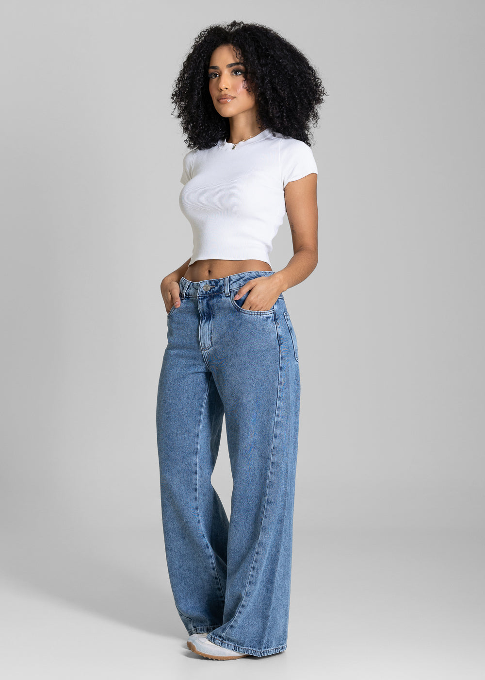 Calça Jeans Sawary Wide Leg Petit - 283892 AZUL
