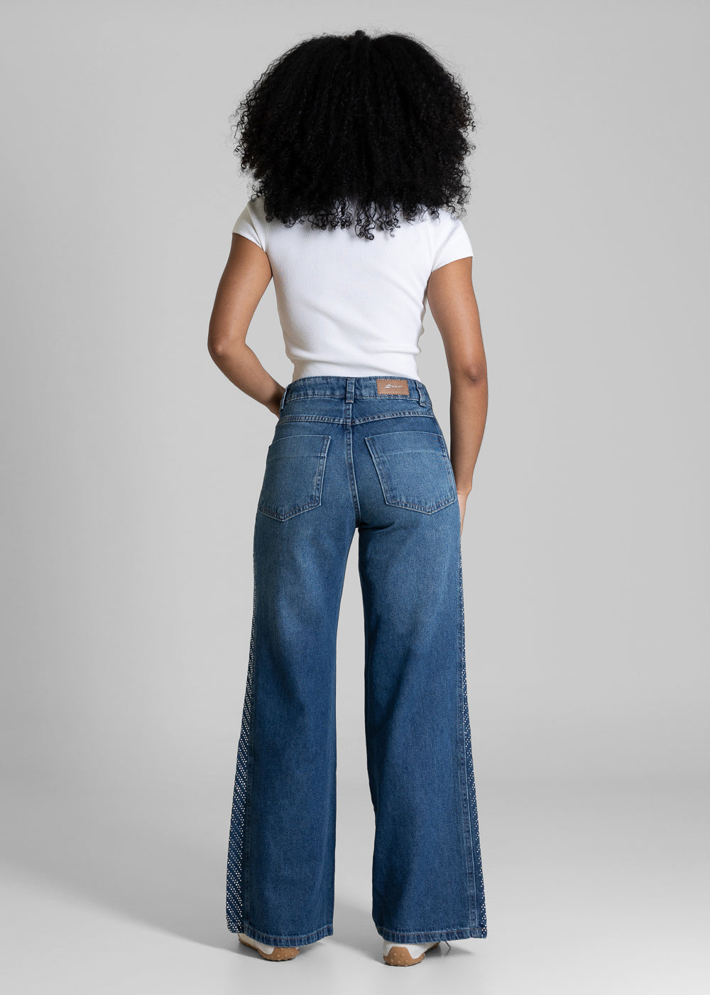 Calça Jeans Sawary Wide Leg Petit Brilho - 283918 AZUL