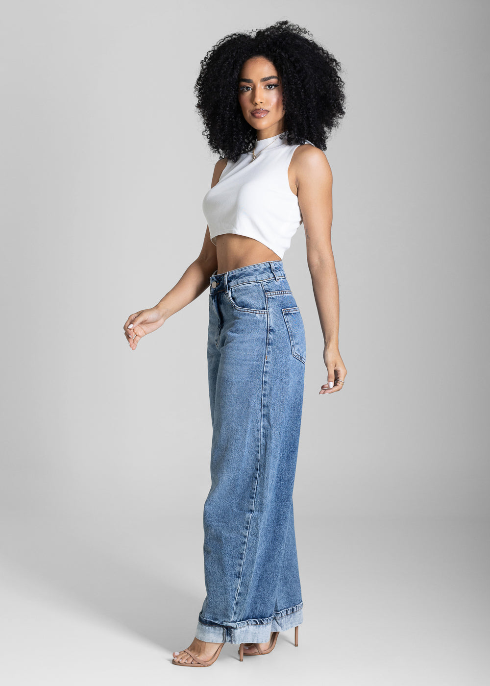 Calça Jeans Sawary Balloon Dobrada - 283927 AZUL