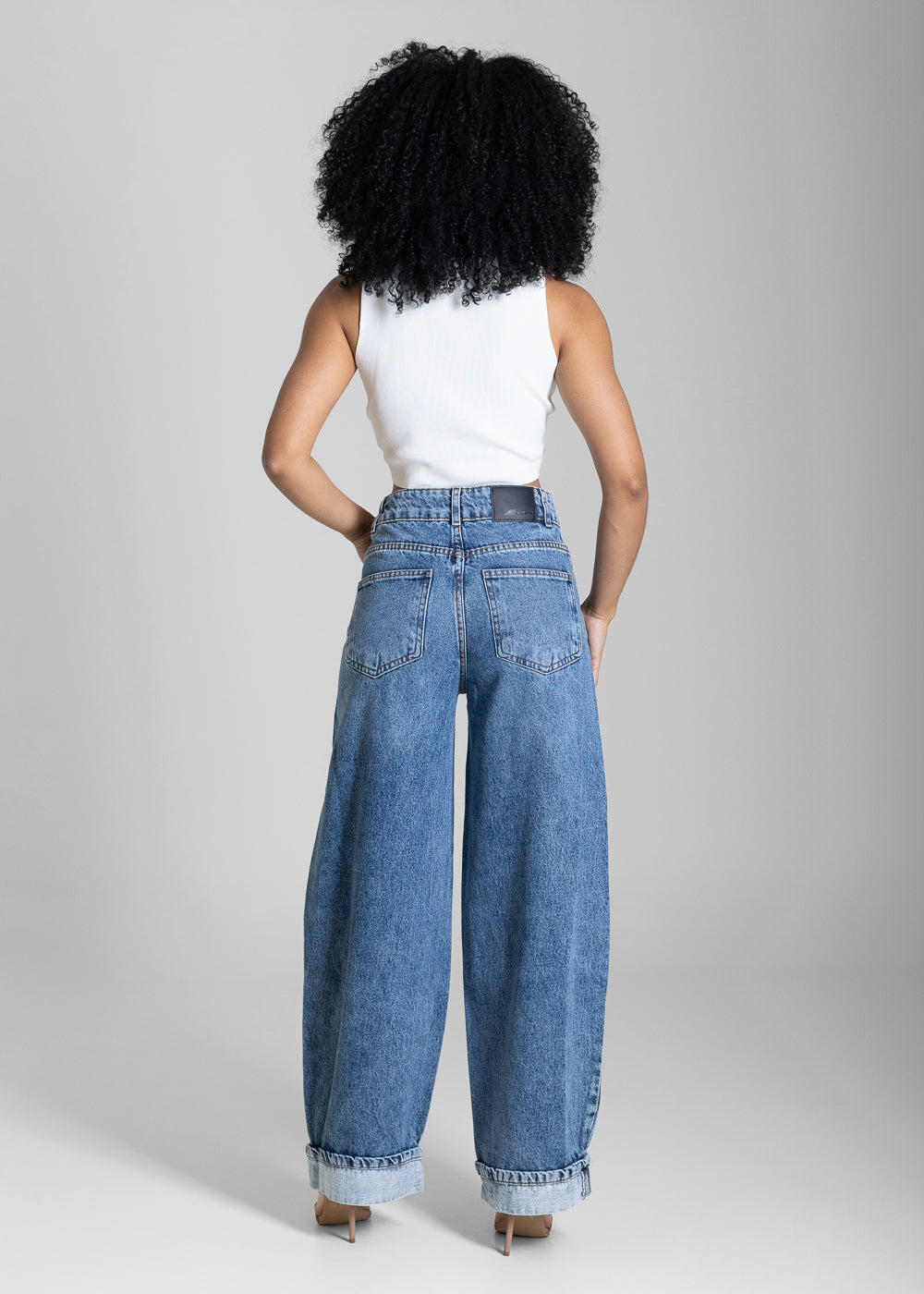 Calça Jeans Sawary Balloon Dobrada - 283927 AZUL