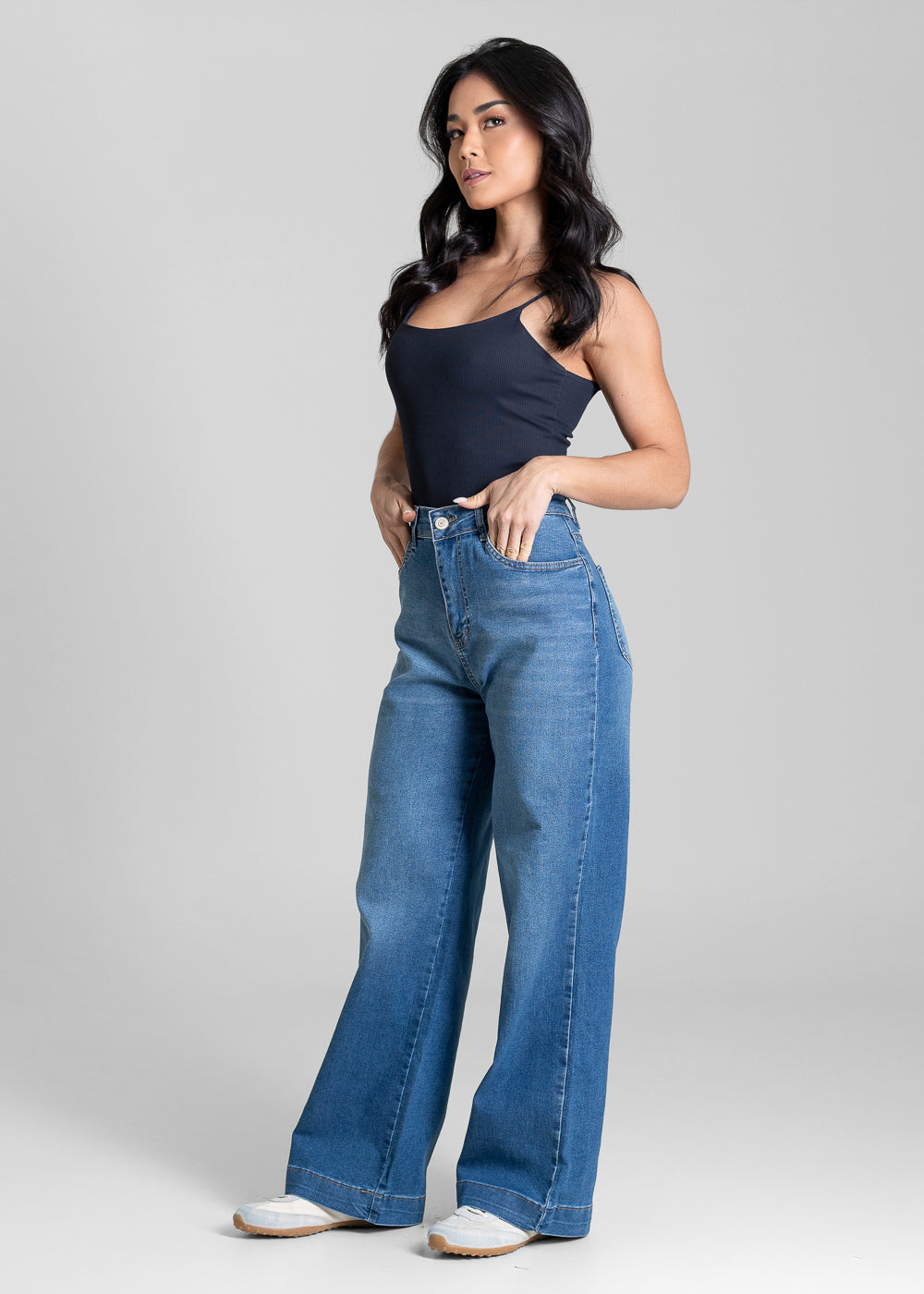 Calça Jeans Sawary Wide Leg Petit - 283931 AZUL
