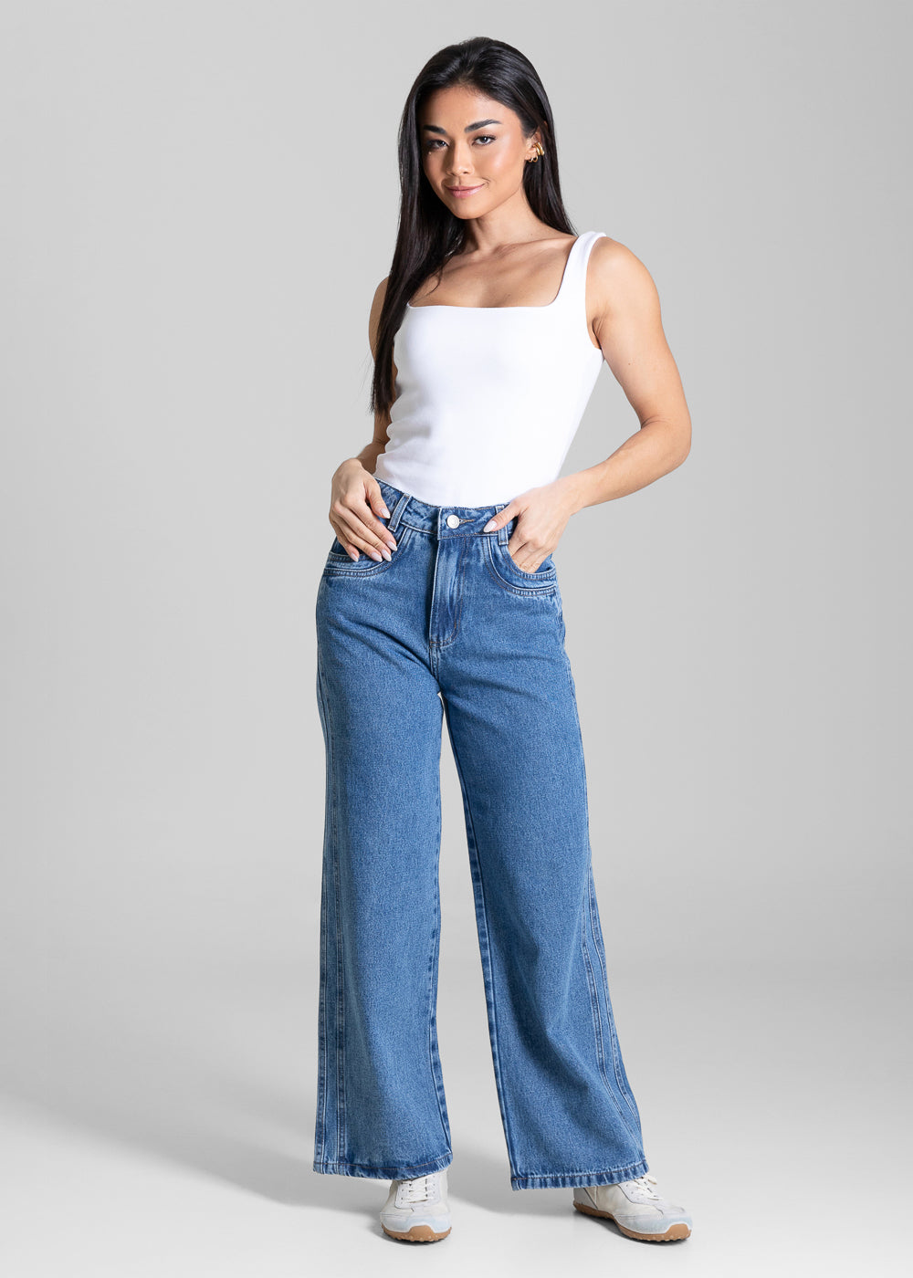 Calça Jeans Sawary Wide Leg Petit - 283941 AZUL