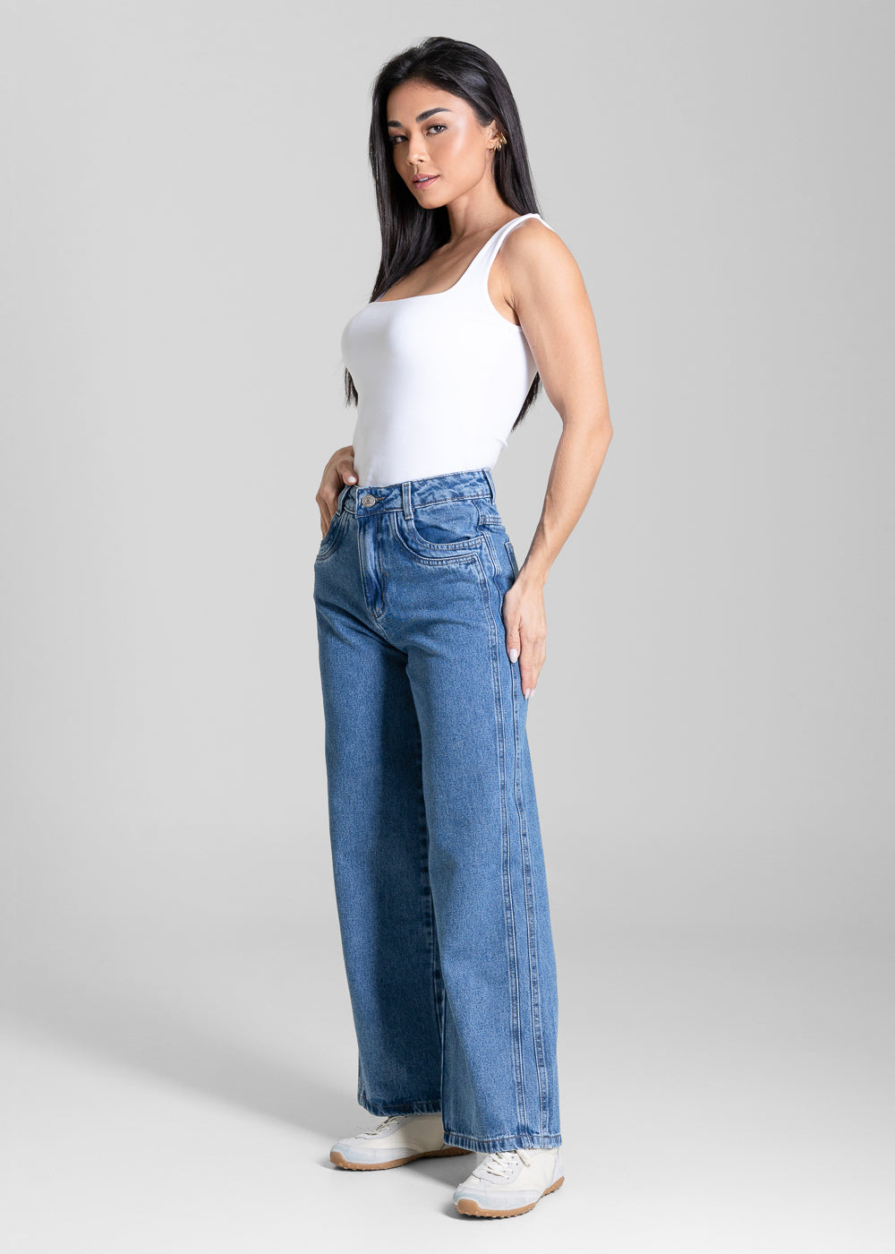 Calça Jeans Sawary Wide Leg Petit - 283941 AZUL