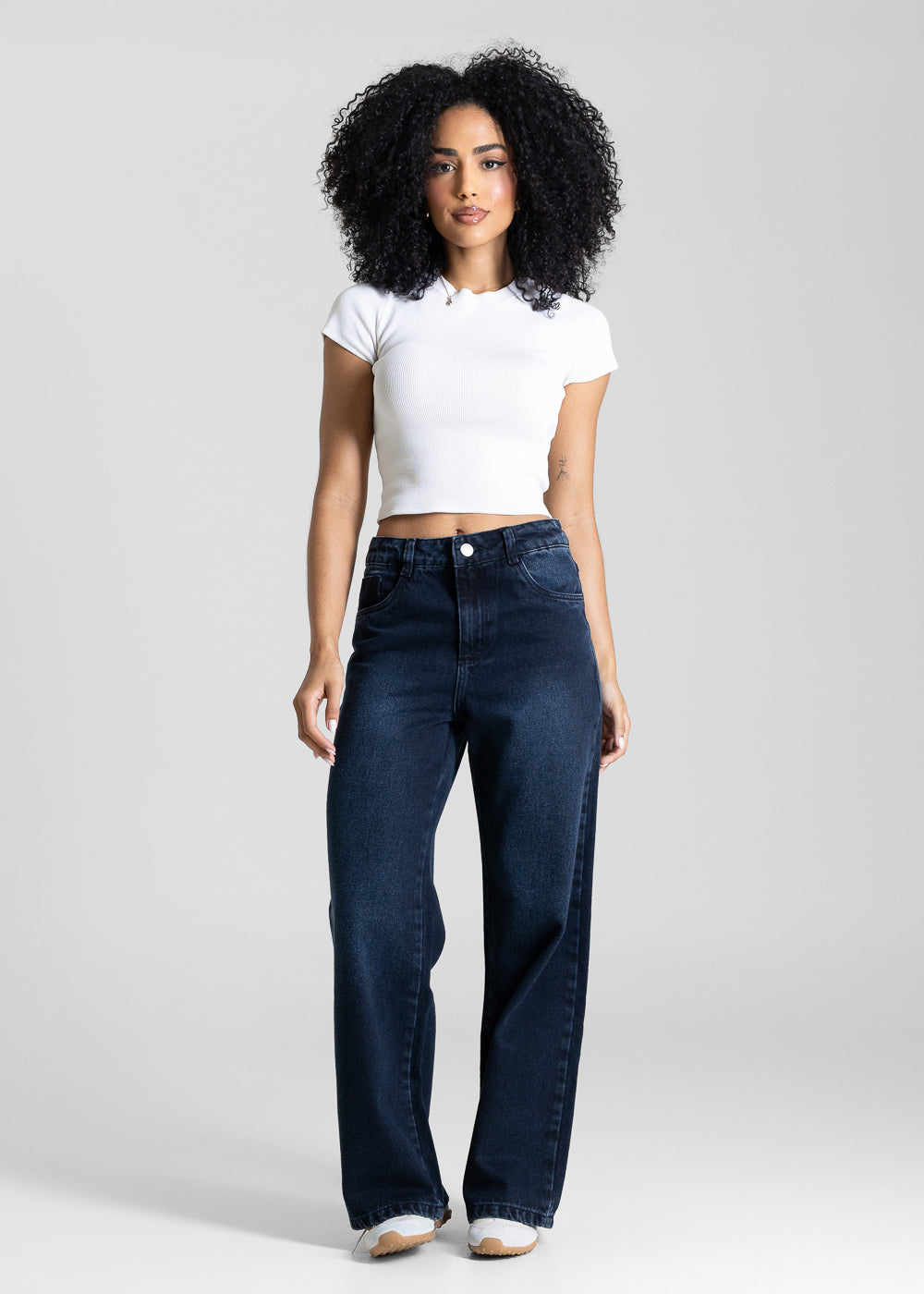 Calça Jeans Sawary Wide Leg Petit - 283965 PRETO